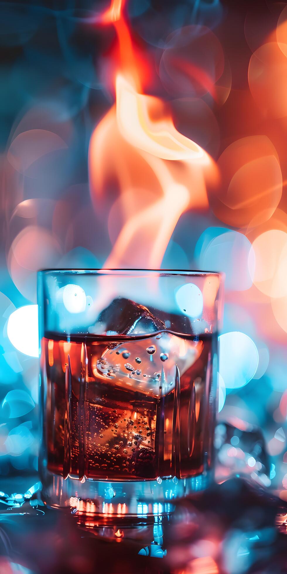 Ai-generated-flaming-garnish-cocktail-free-photo