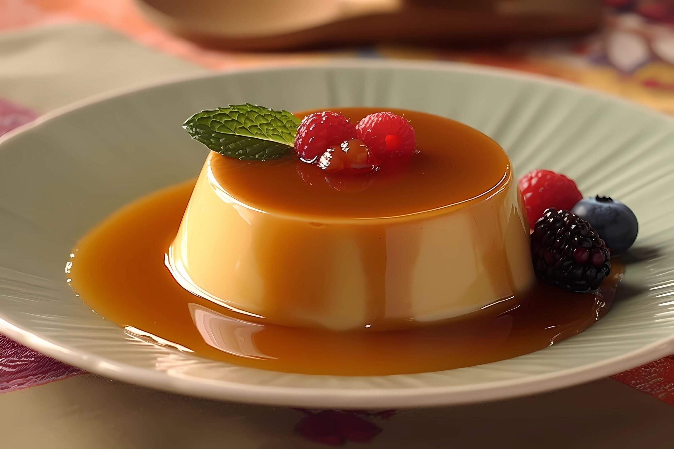 Ai-generated-flan-a-beloved-dessert-in-many-countries-flan-is-a-creamy-baked-custard-with-a-caramel-sauce-known-for-its-smooth-texture-and-caramelized-flavor-free-photo