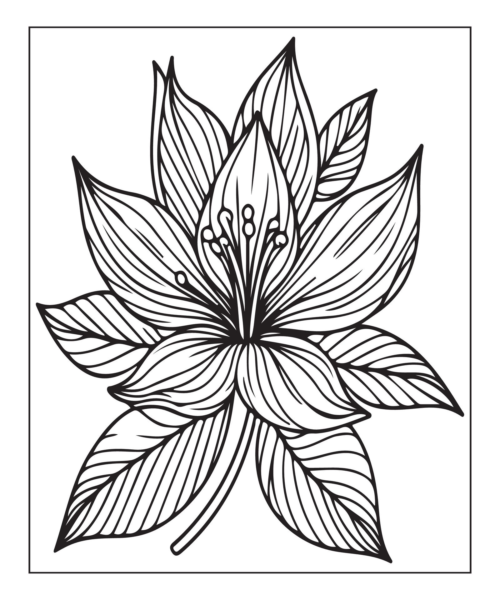 Ai-generated-flower-coloring-page-free-vector