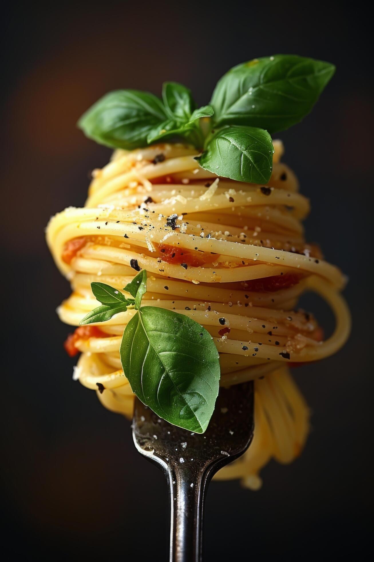 Ai-generated-fork-holding-pasta-strands-free-photo