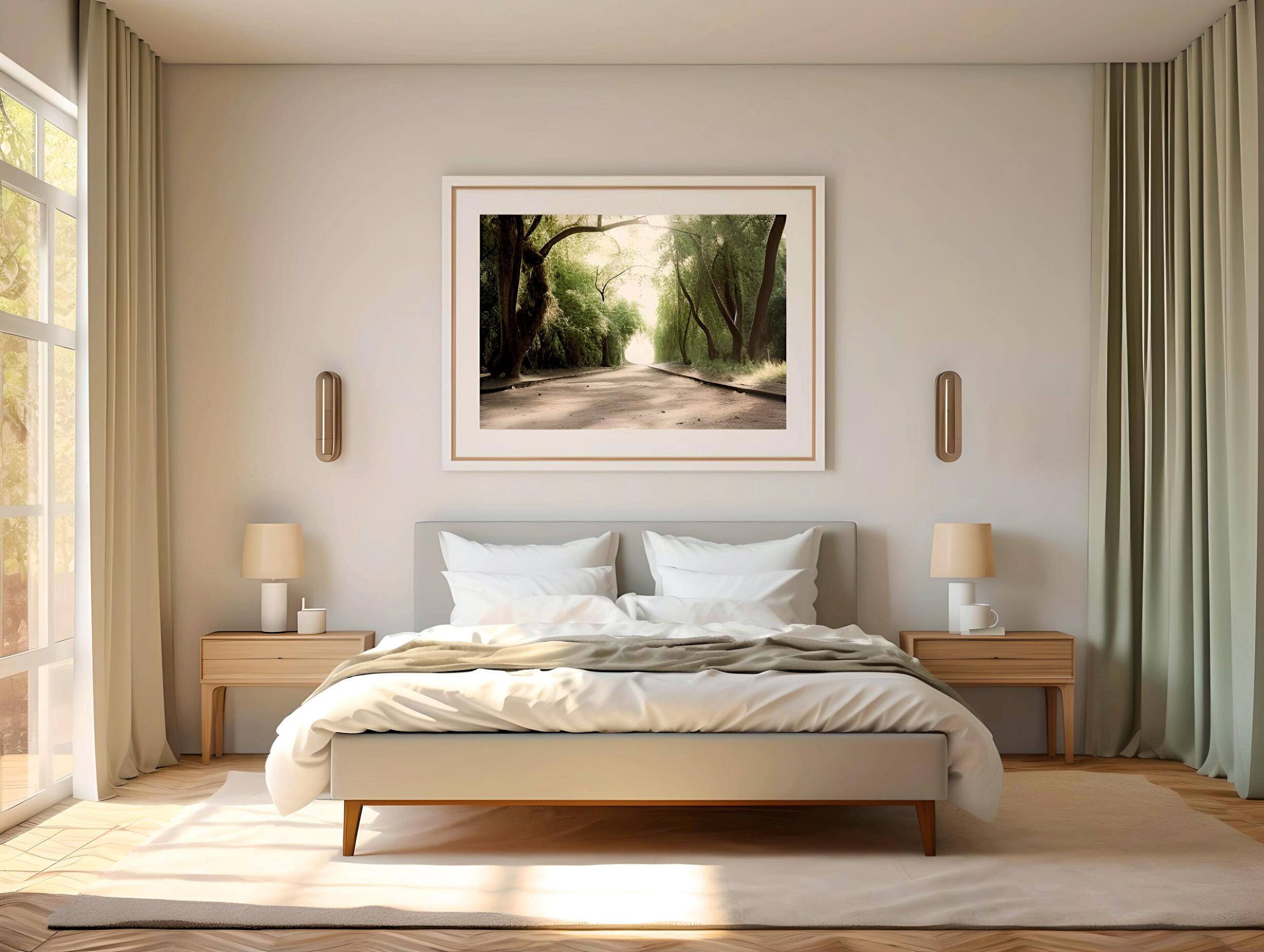 Ai-generated-frame-mockup-in-modern-bedroom-free-photo