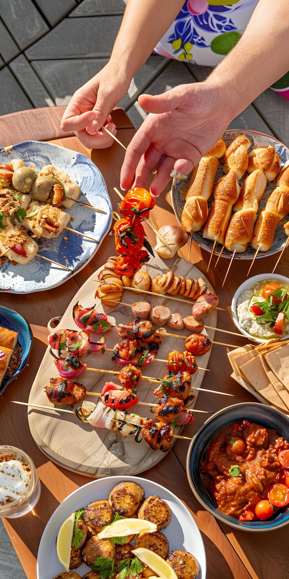 Ai-generated-fresh-and-nutritious-cuisine-displayed-on-wood-surface-free-photo