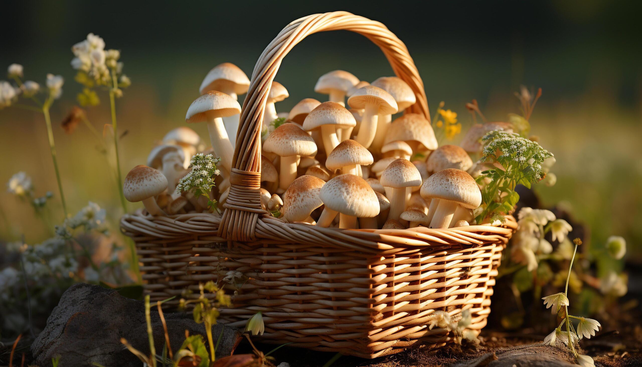 Ai-generated-fresh-autumn-harvest-edible-mushrooms-organic-vegetables-and-ripe-fruits-generated-by-ai-free-photo