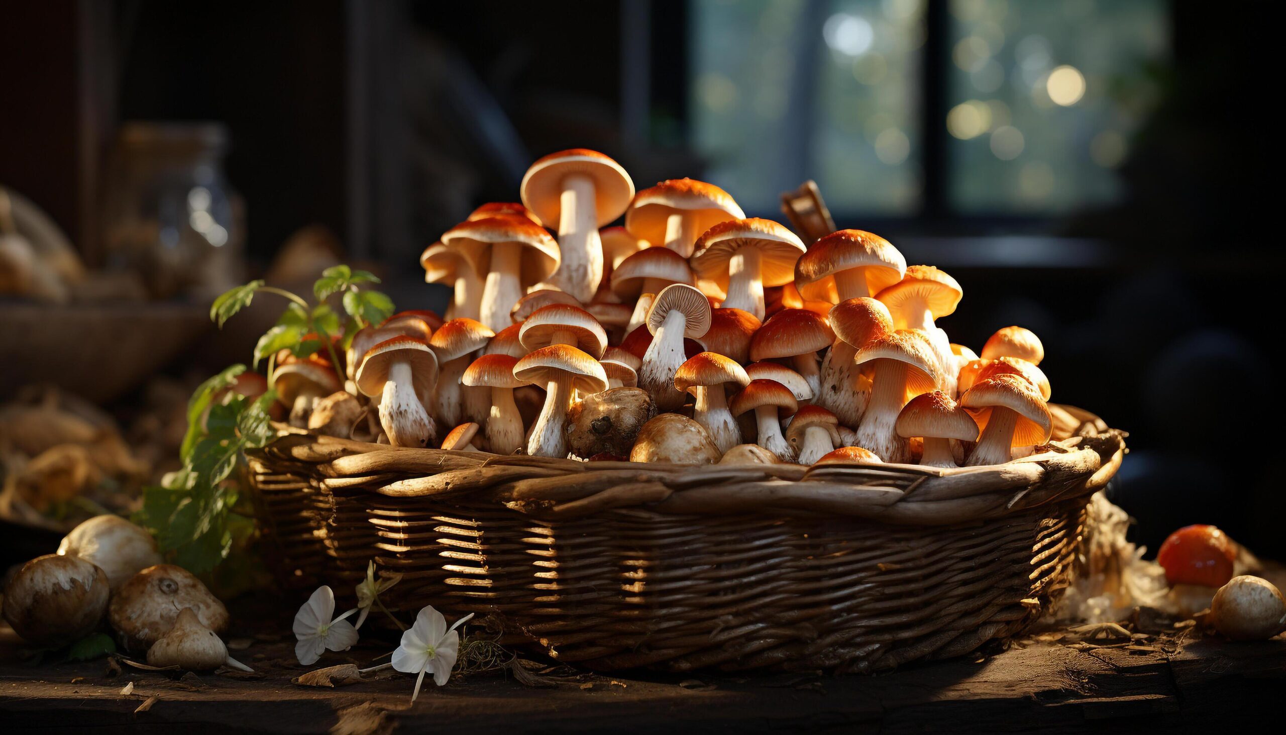 Ai-generated-fresh-autumn-mushrooms-organic-and-healthy-gathered-from-the-forest-generated-by-ai-free-photo