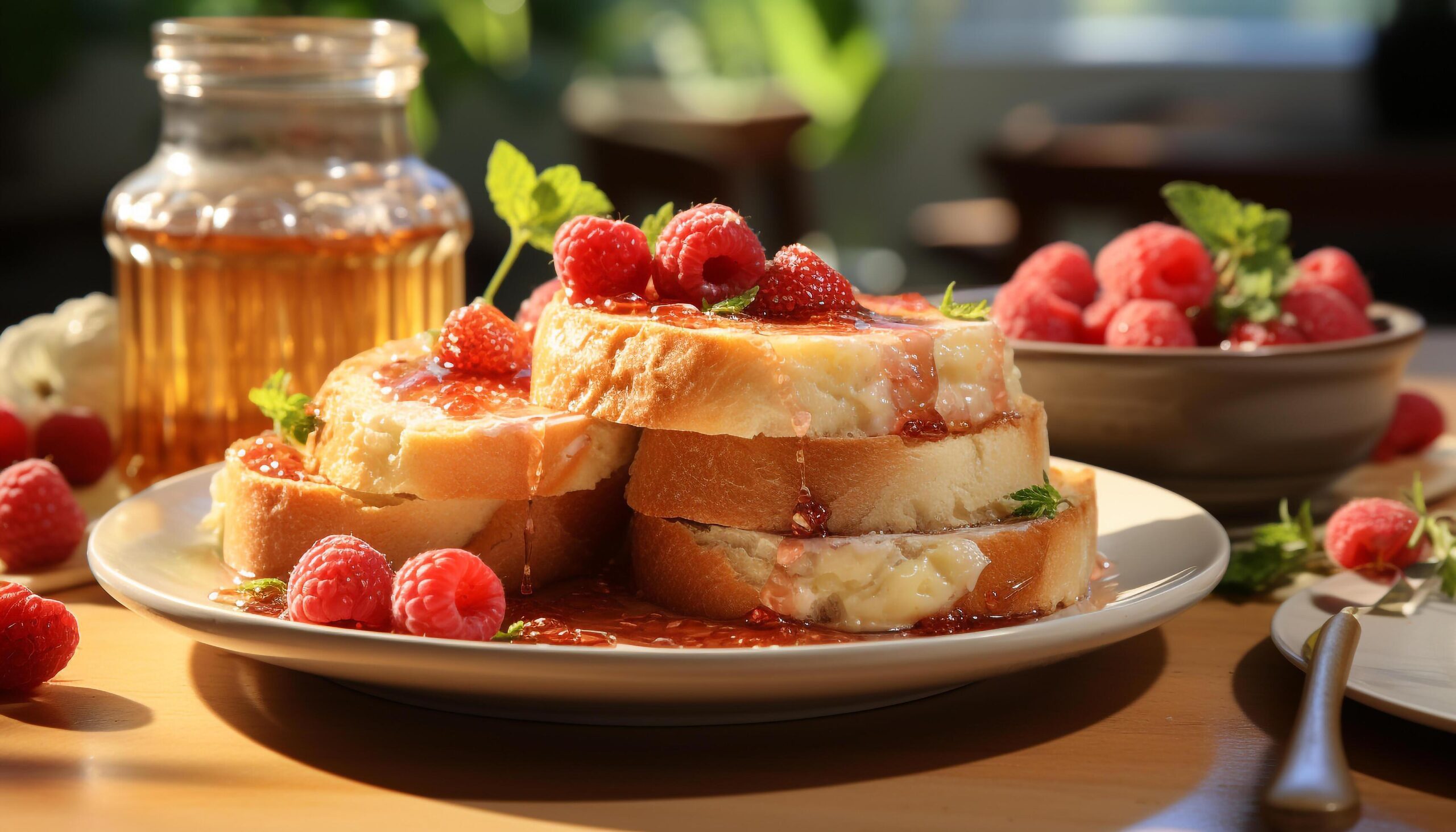 Ai-generated-fresh-berry-dessert-on-wooden-plate-a-sweet-summer-indulgence-generated-by-ai-free-photo