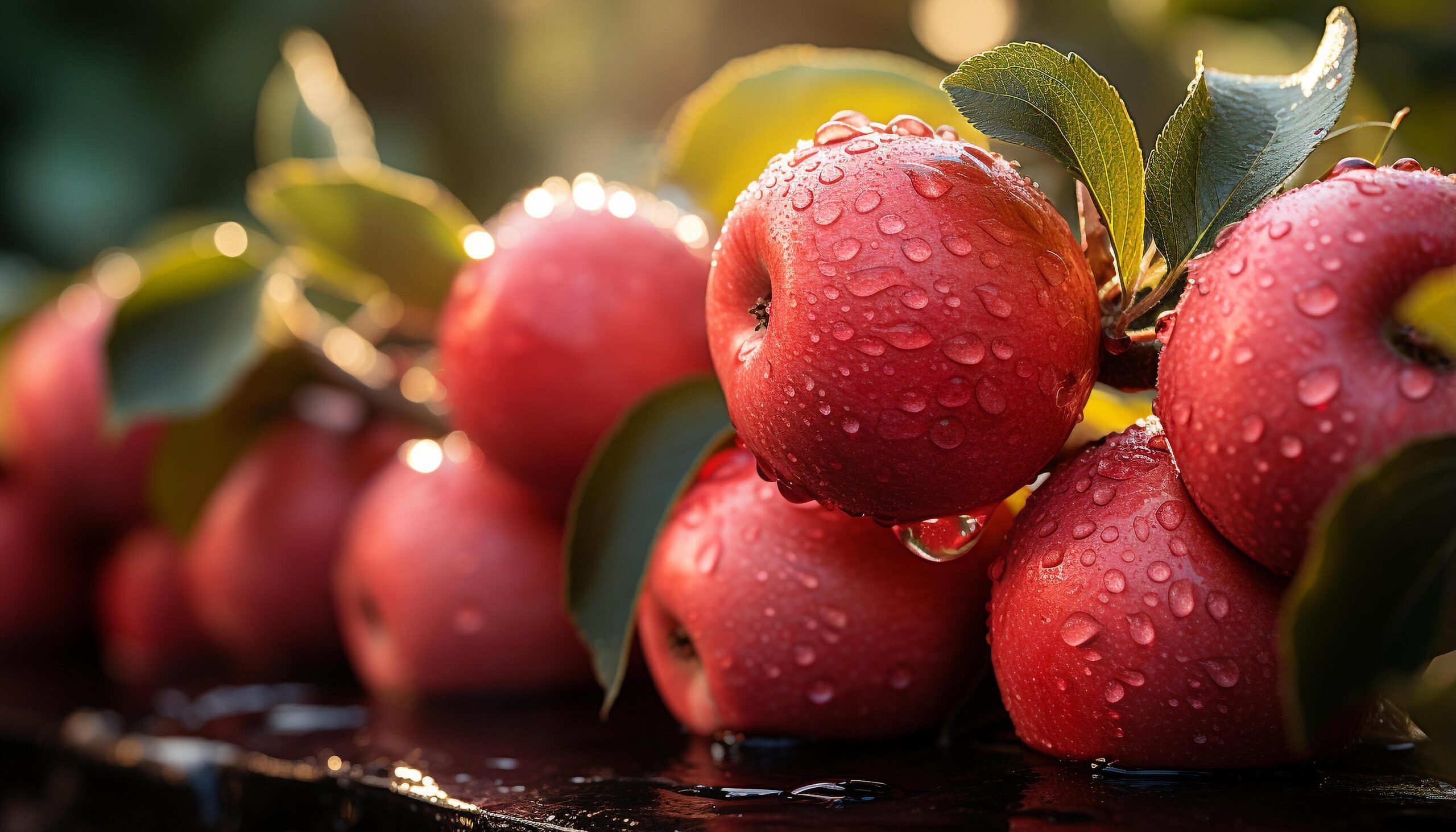 Ai-generated-fresh-fruit-wet-with-dew-ripe-and-juicy-nature-dessert-generated-by-ai-free-photo