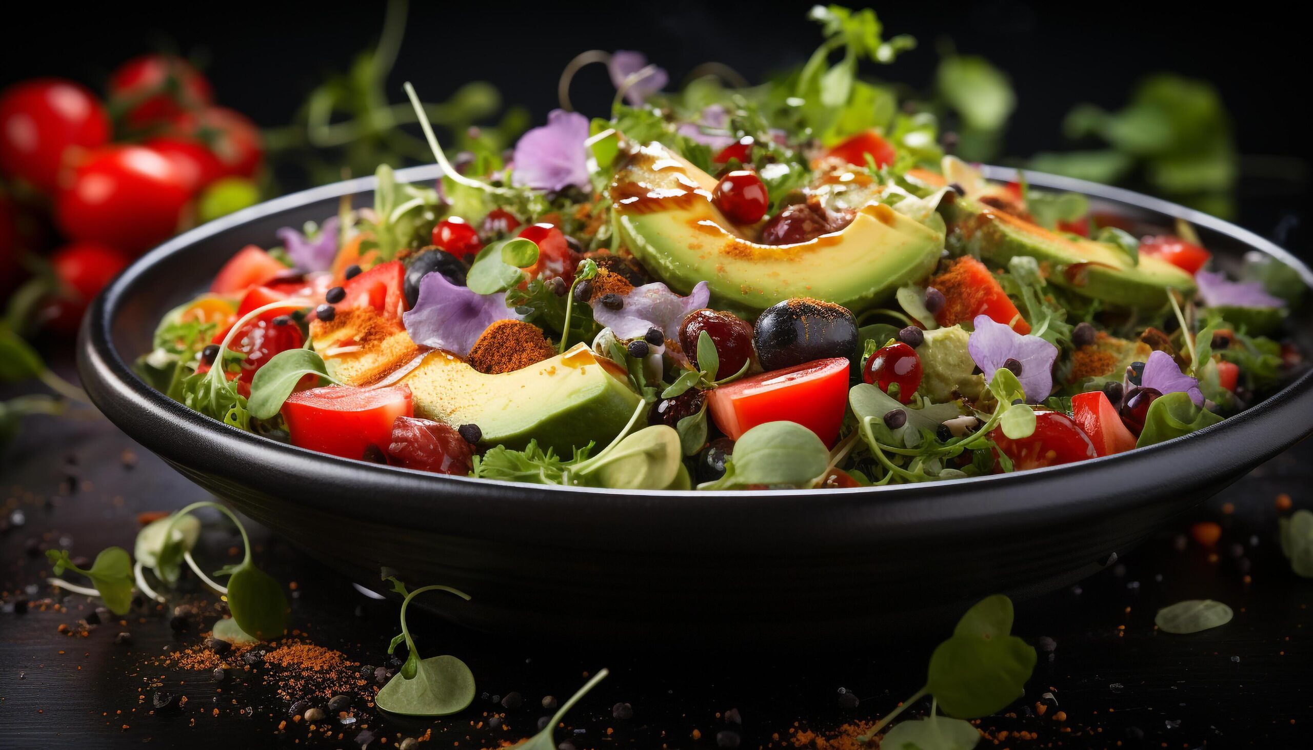 Ai-generated-fresh-gourmet-salad-healthy-vegetarian-meal-with-organic-ingredients-generated-by-ai-free-photo