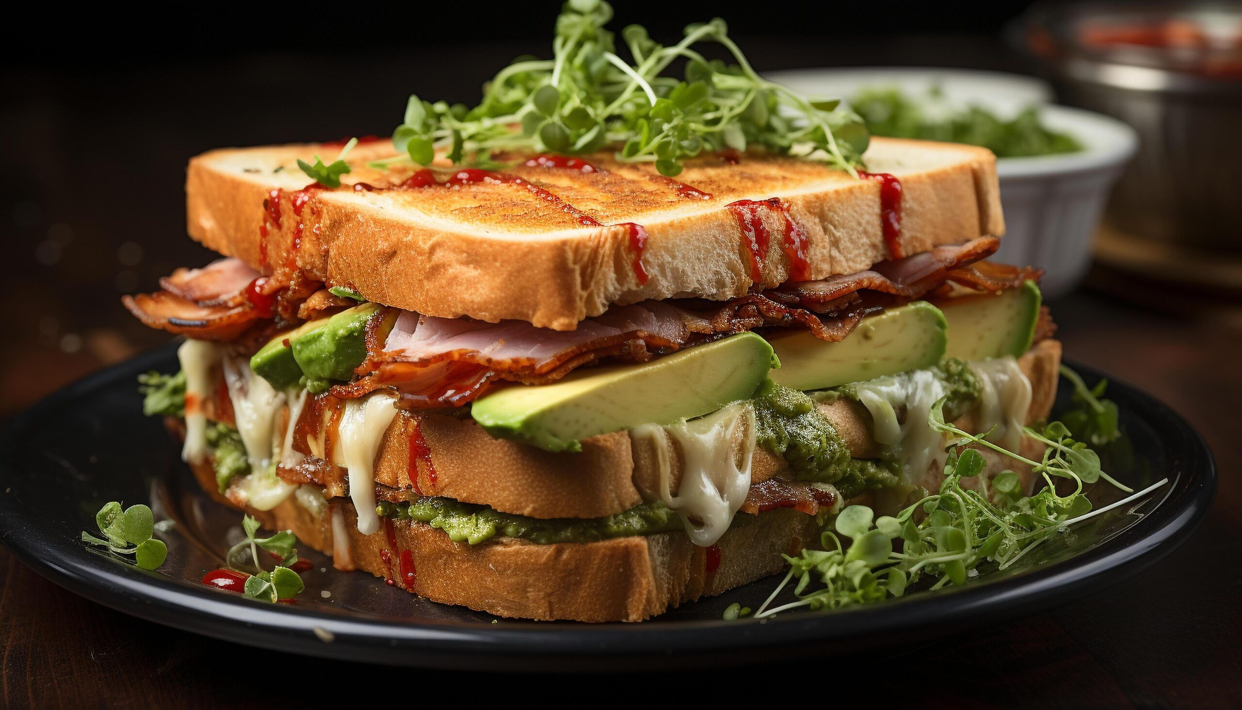 Ai-generated-fresh-grilled-meat-on-a-plate-healthy-homemade-sandwich-generated-by-ai-free-photo