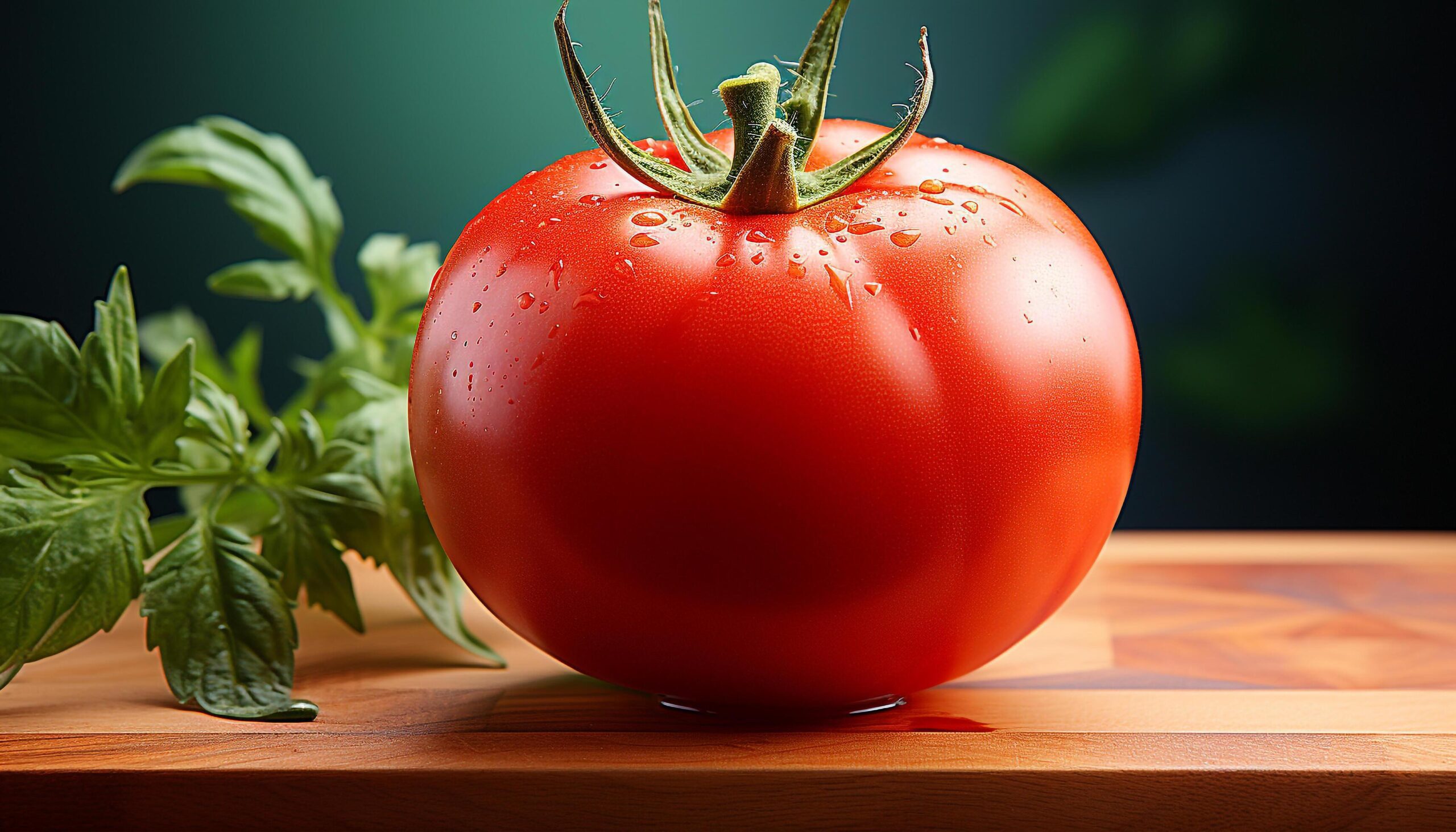 Ai-generated-fresh-organic-tomato-ripe-and-healthy-on-wooden-table-generated-by-ai-free-photo