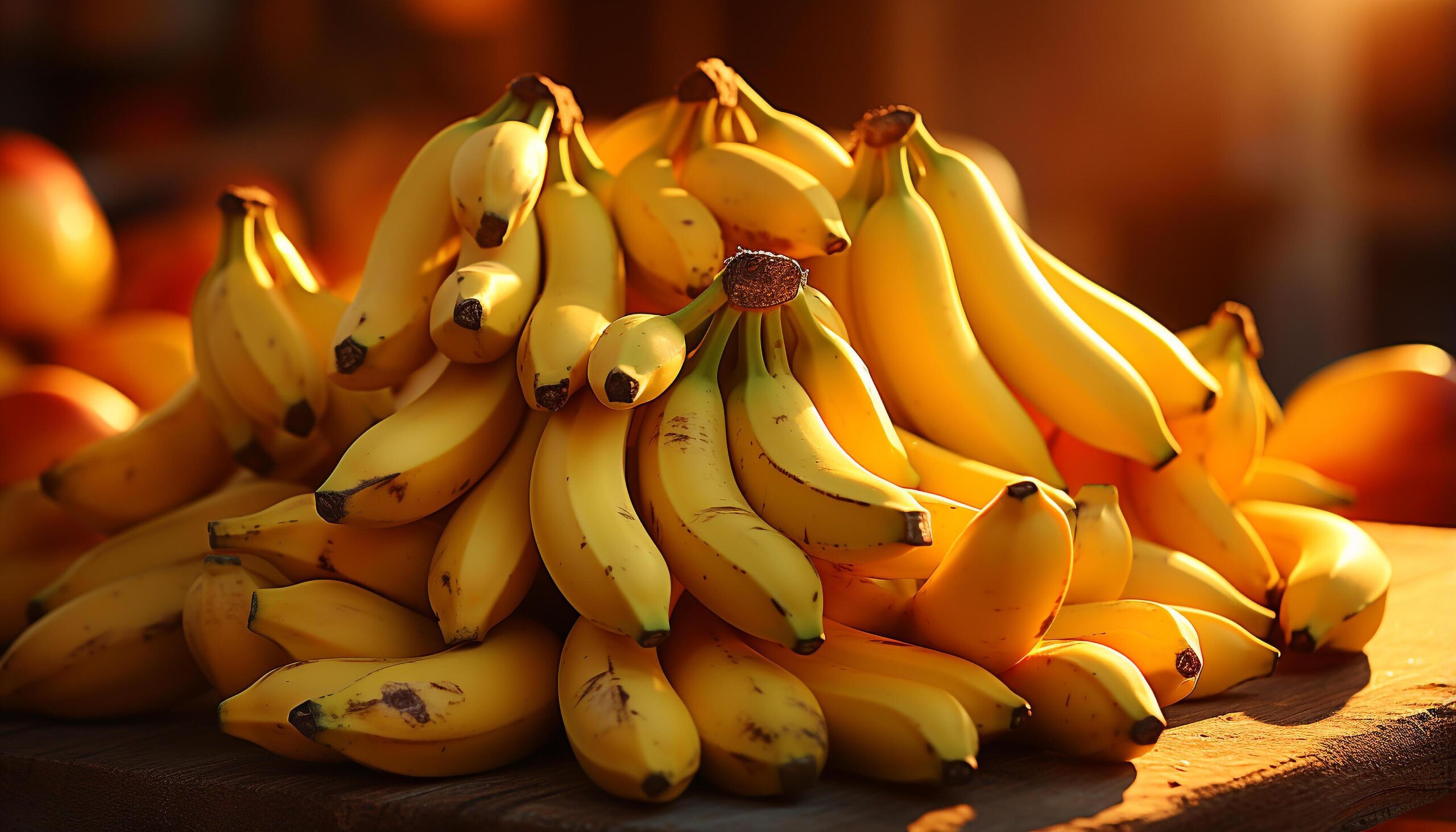 Ai-generated-fresh-ripe-bananas-on-wooden-table-nature-healthy-snack-generated-by-ai-free-photo