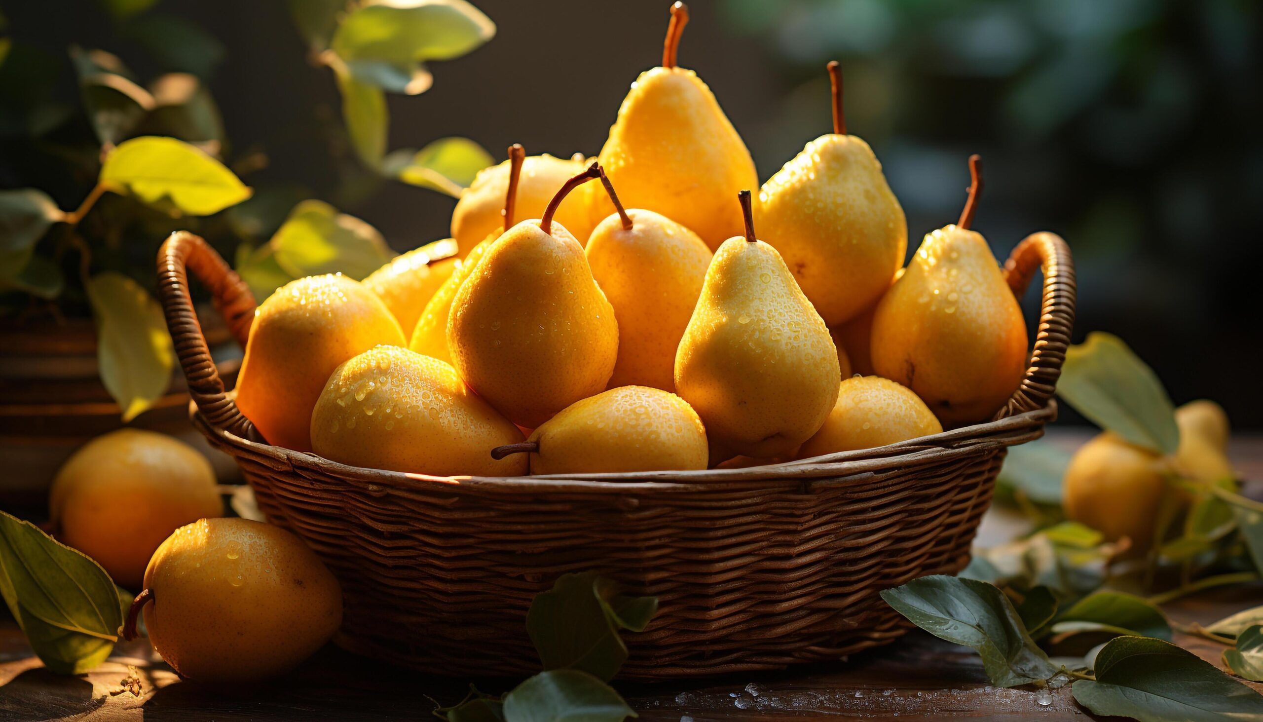 Ai-generated-fresh-ripe-fruit-in-a-wicker-basket-nature-healthy-refreshment-generated-by-ai-free-photo