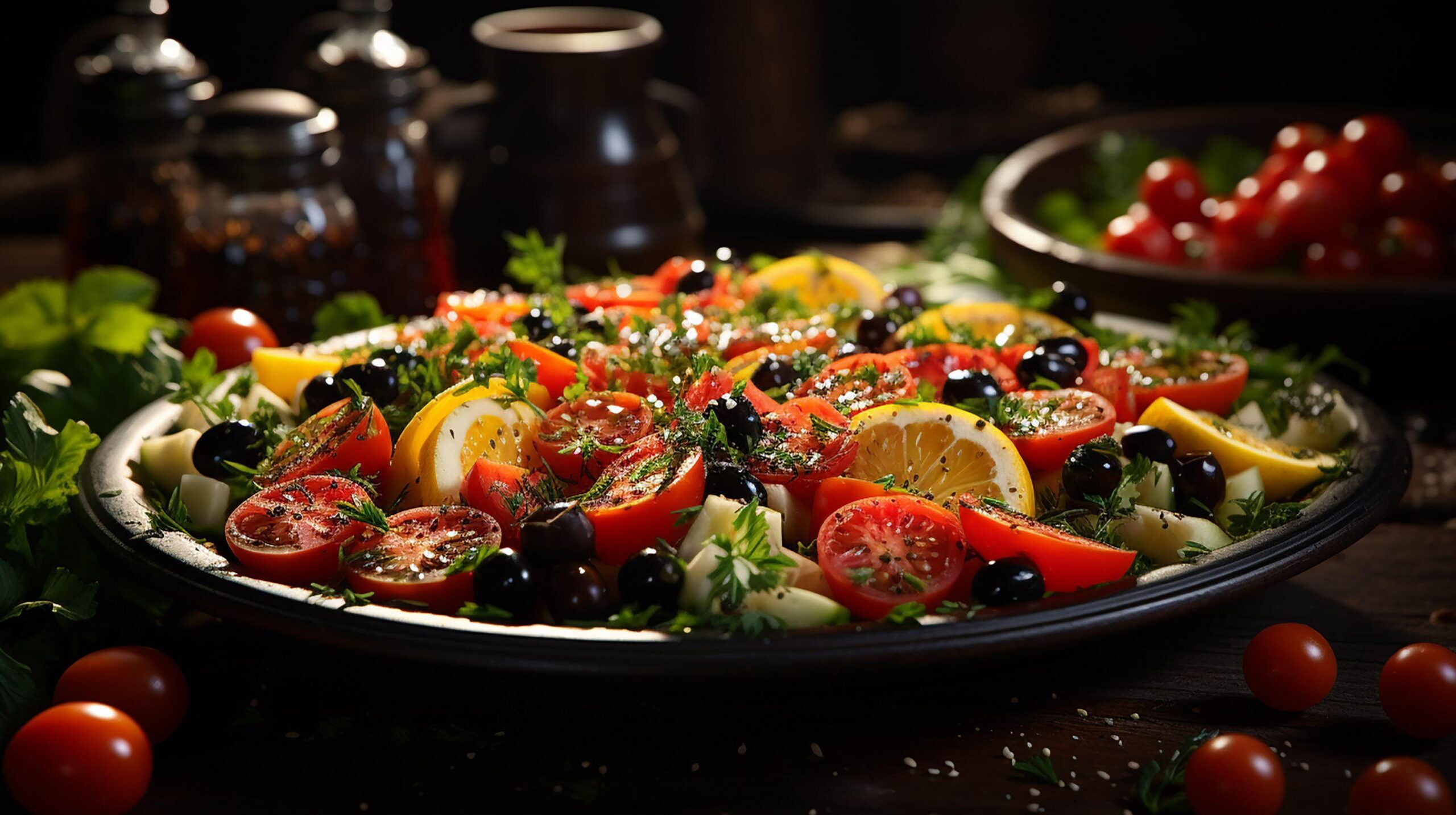 Ai-generated-fresh-salad-with-organic-vegetables-and-black-olives-free-photo