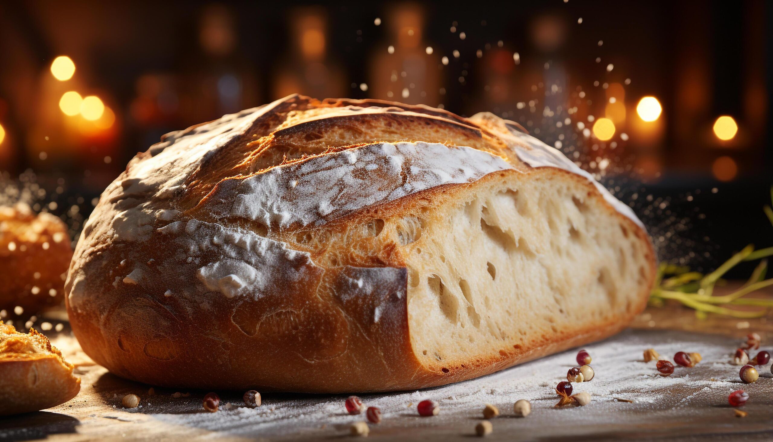 Ai-generated-freshly-baked-bread-on-rustic-wood-table-ready-to-eat-goodness-generated-by-ai-free-photo