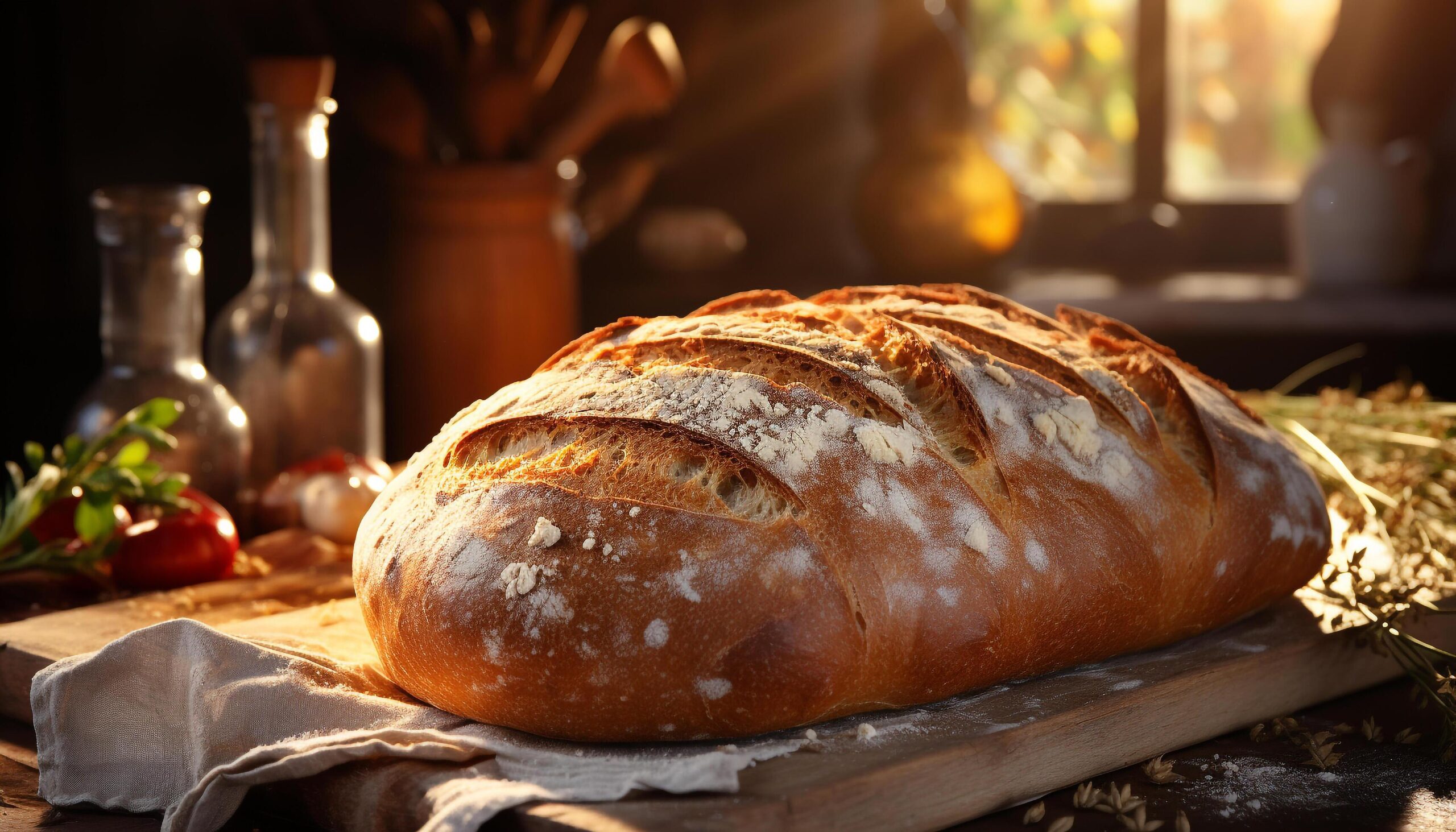 Ai-generated-freshly-baked-bread-on-rustic-wooden-table-healthy-and-homemade-generated-by-ai-free-photo