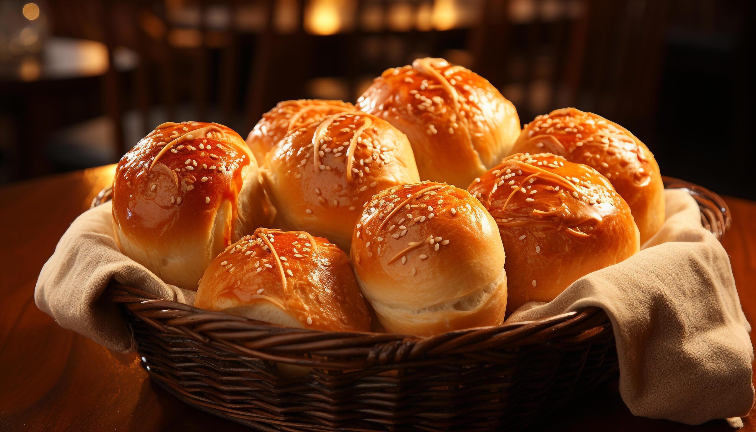 Ai-generated-freshly-baked-bread-on-wooden-table-ready-to-eat-gourmet-snack-generated-by-ai-free-photo