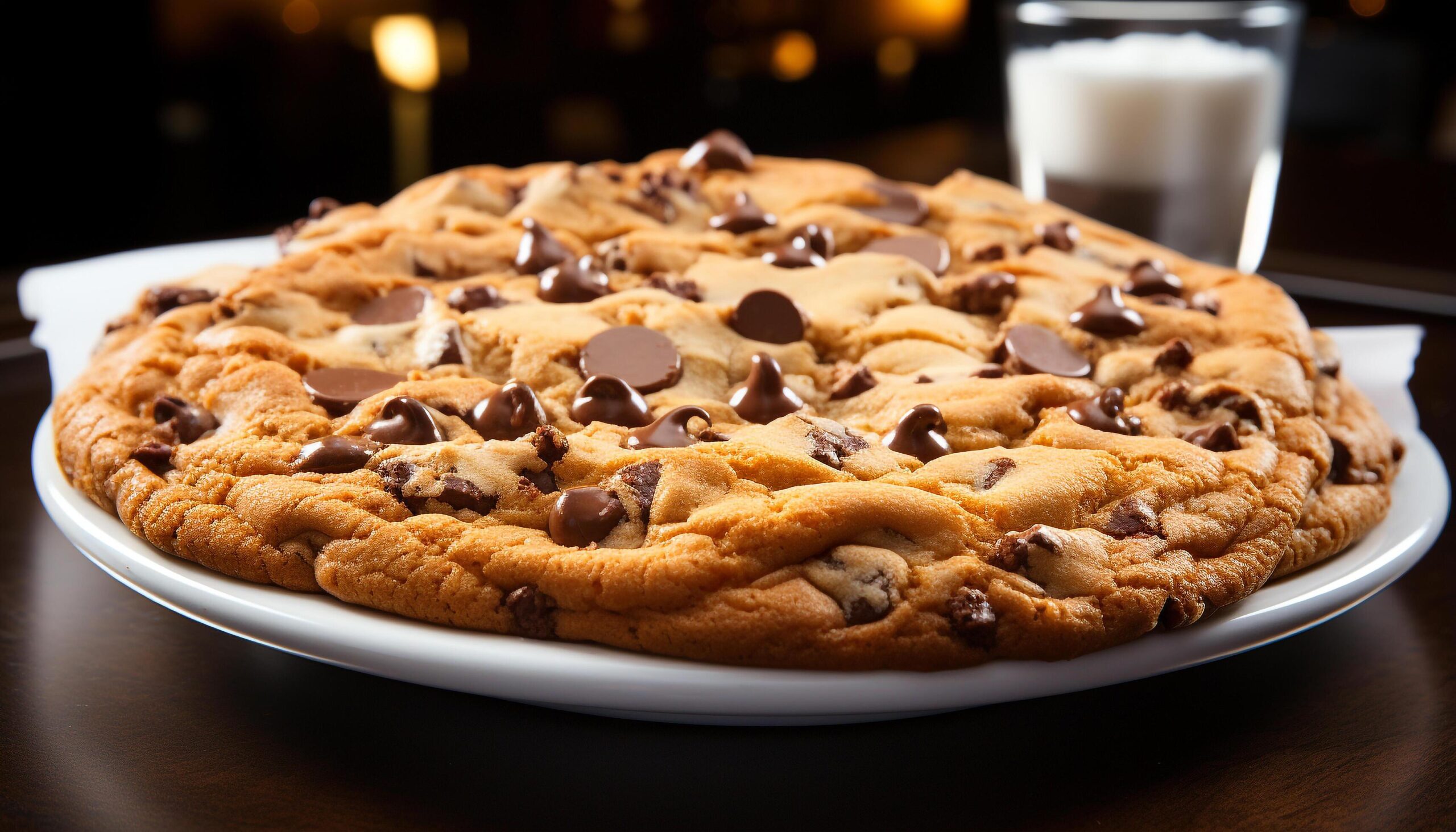 Ai-generated-freshly-baked-homemade-chocolate-chip-cookies-on-a-wooden-plate-generated-by-ai-free-photo