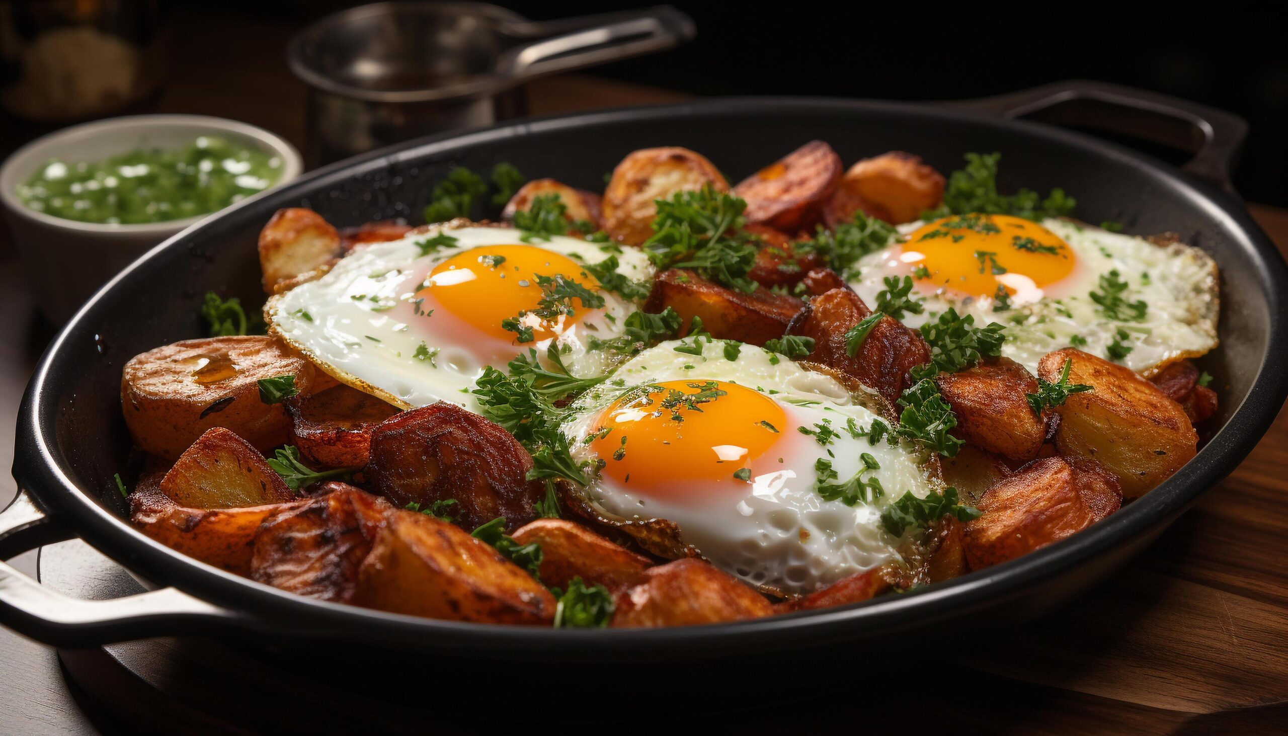 Ai-generated-freshness-and-healthy-eating-grilled-pork-with-fried-egg-and-vegetables-generated-by-ai-free-photo