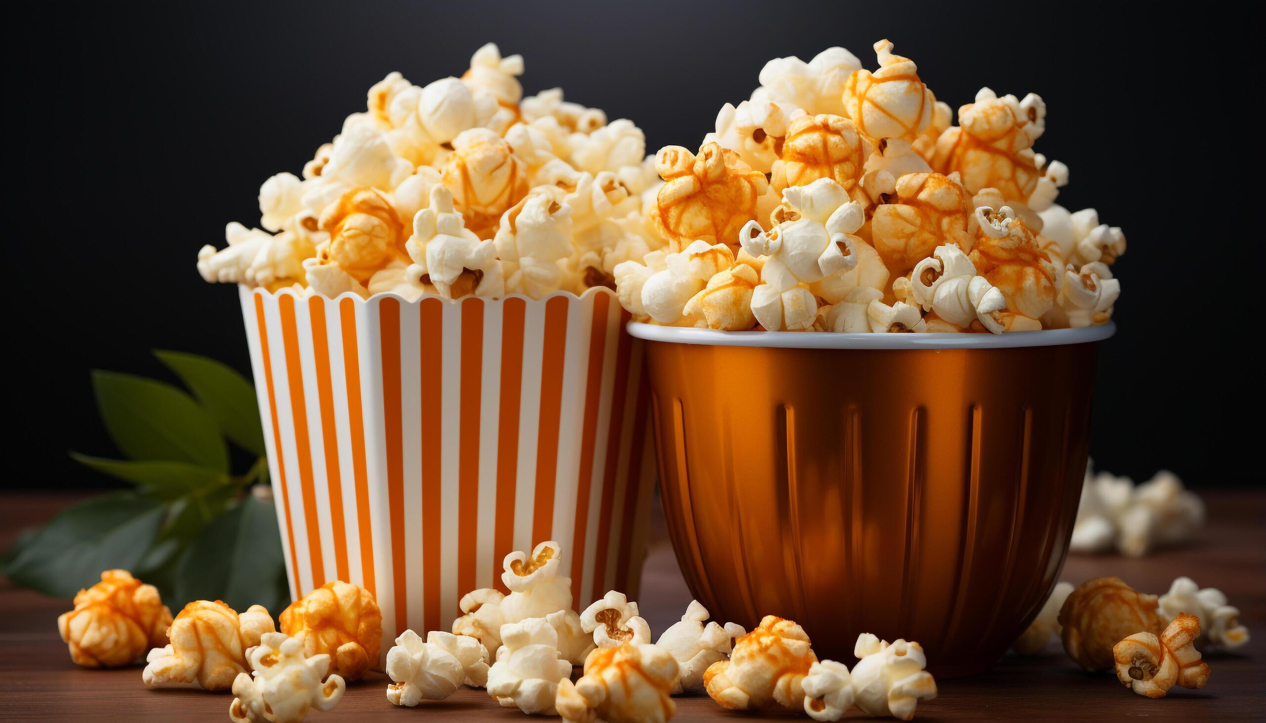 Ai-generated-freshness-and-indulgence-in-a-striped-bowl-of-gourmet-popcorn-generated-by-ai-free-photo