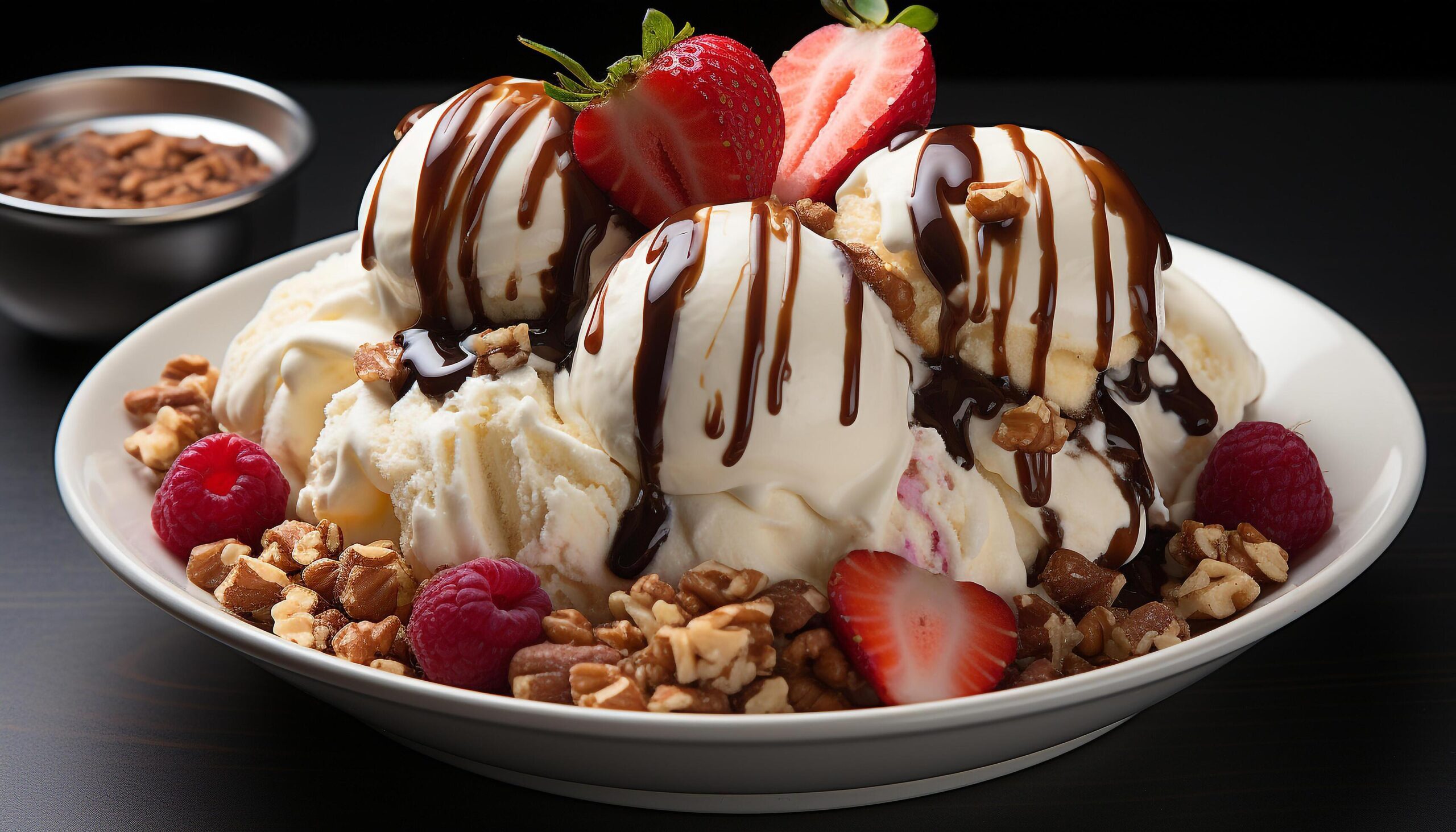 Ai-generated-freshness-and-indulgence-on-a-plate-of-gourmet-sweet-food-generated-by-ai-free-photo