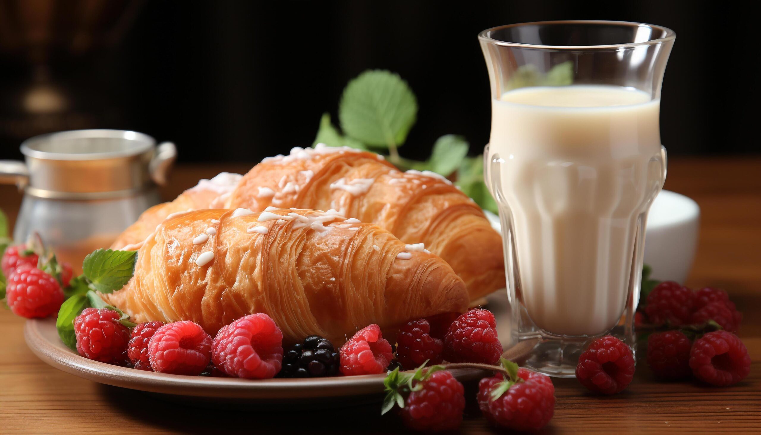 Ai-generated-freshness-and-sweetness-on-a-plate-berry-fruit-and-croissant-generated-by-ai-free-photo