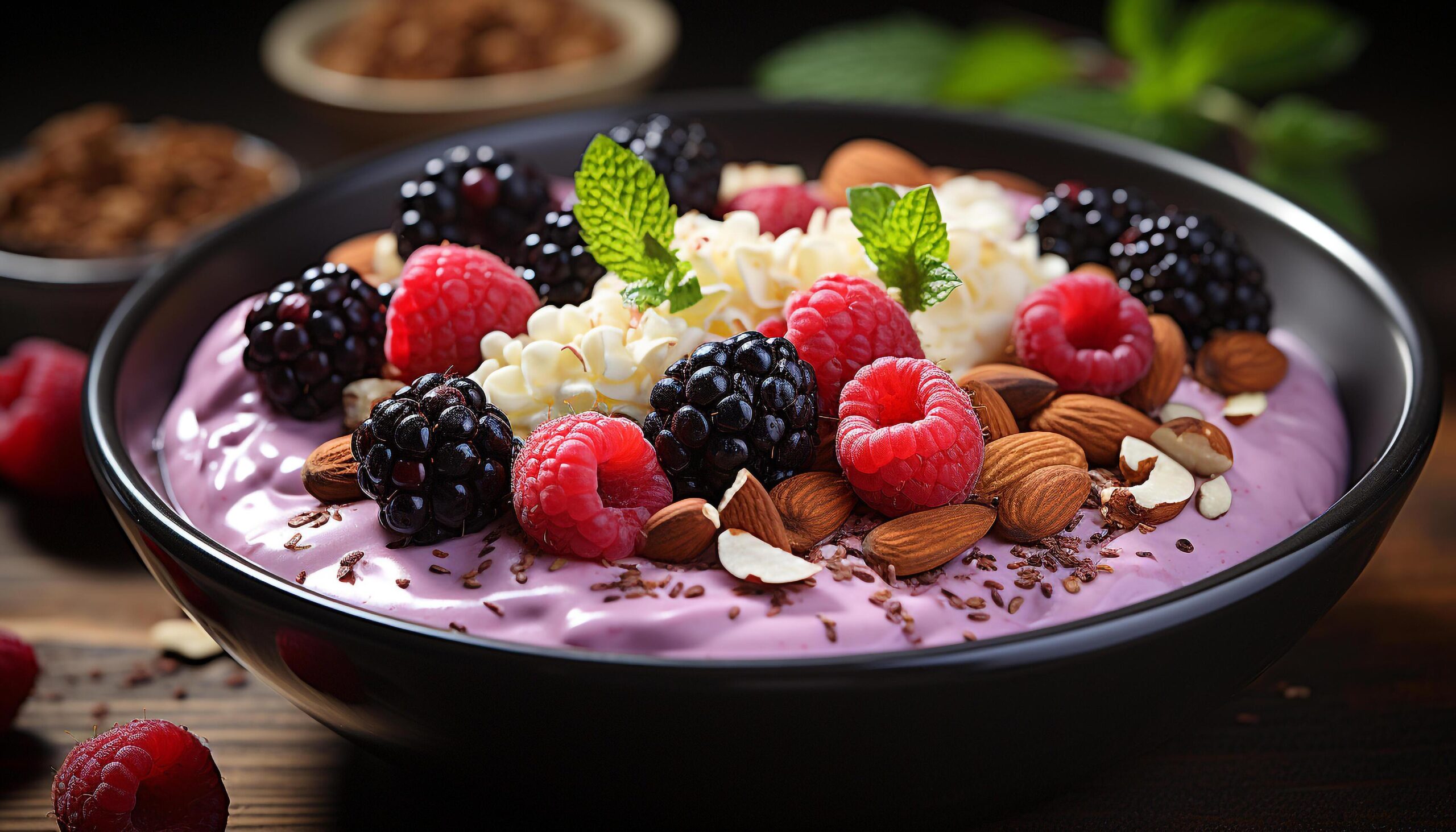 Ai-generated-freshness-in-a-bowl-raspberry-blueberry-and-strawberry-parfait-generated-by-ai-free-photo
