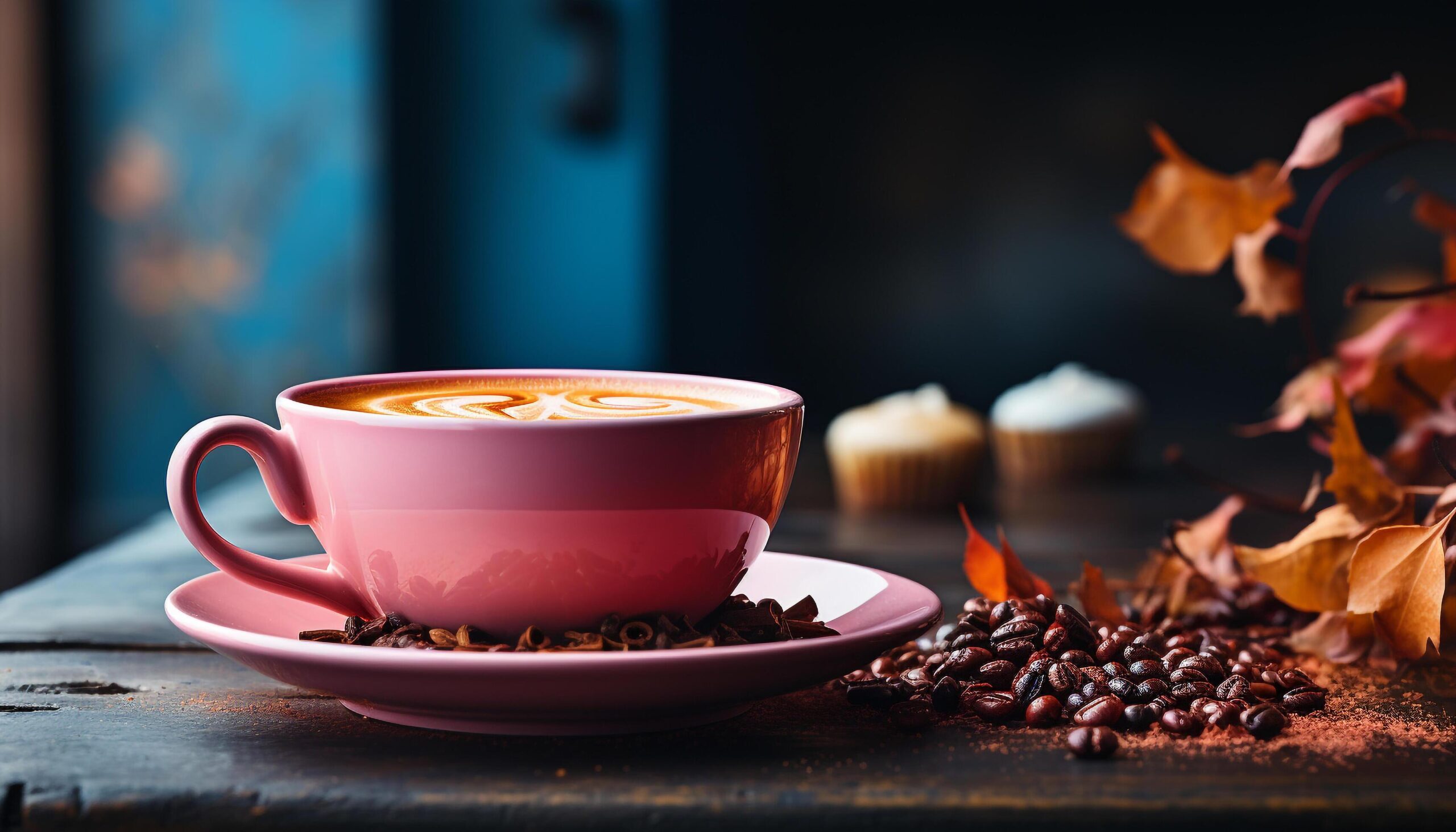 Ai-generated-freshness-in-a-cup-hot-drink-on-a-wooden-table-generated-by-ai-free-photo