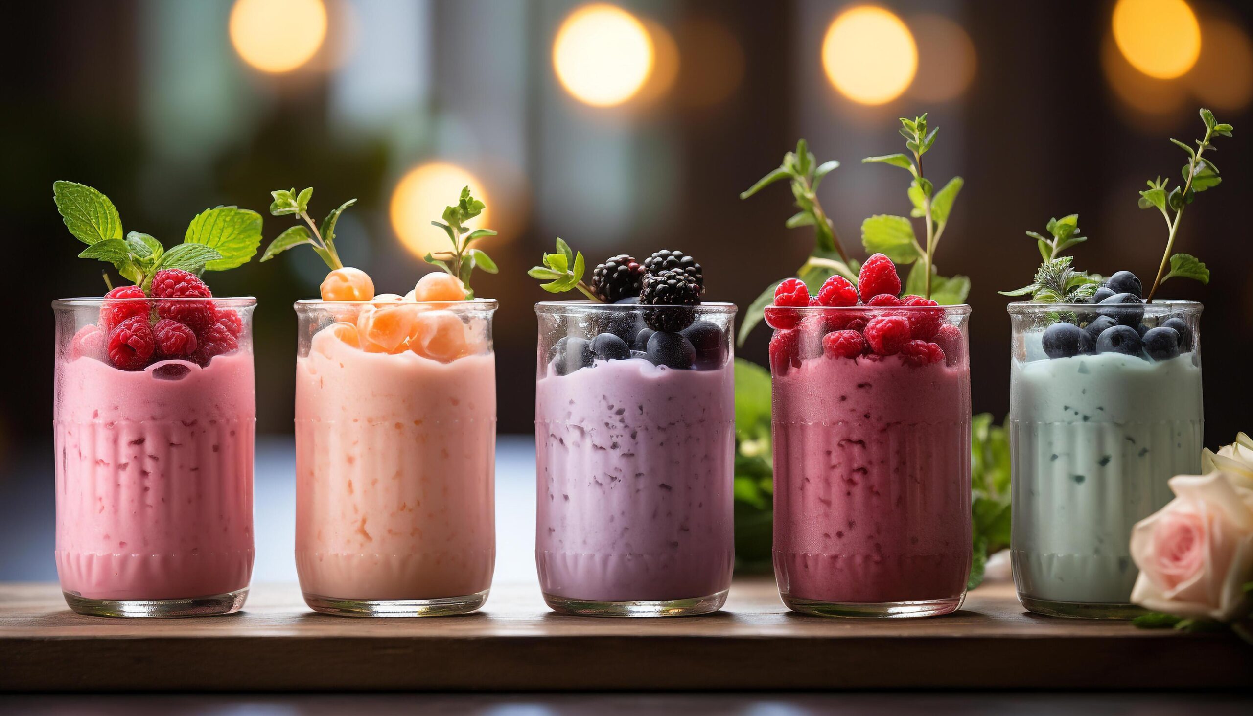 Ai-generated-freshness-in-a-glass-berry-cocktail-yogurt-and-milkshake-generated-by-ai-free-photo