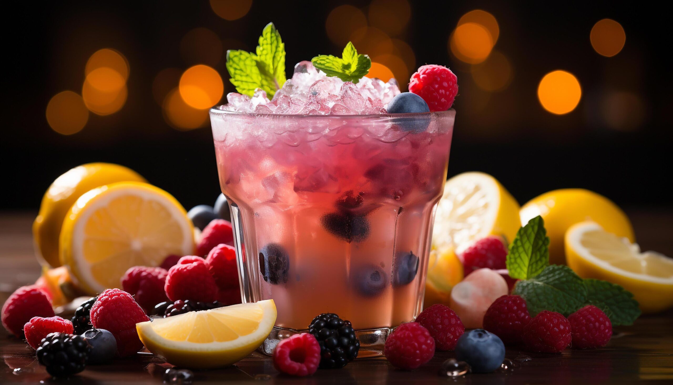 Ai-generated-freshness-in-a-glass-raspberry-cocktail-lemon-mint-leaf-generated-by-ai-free-photo