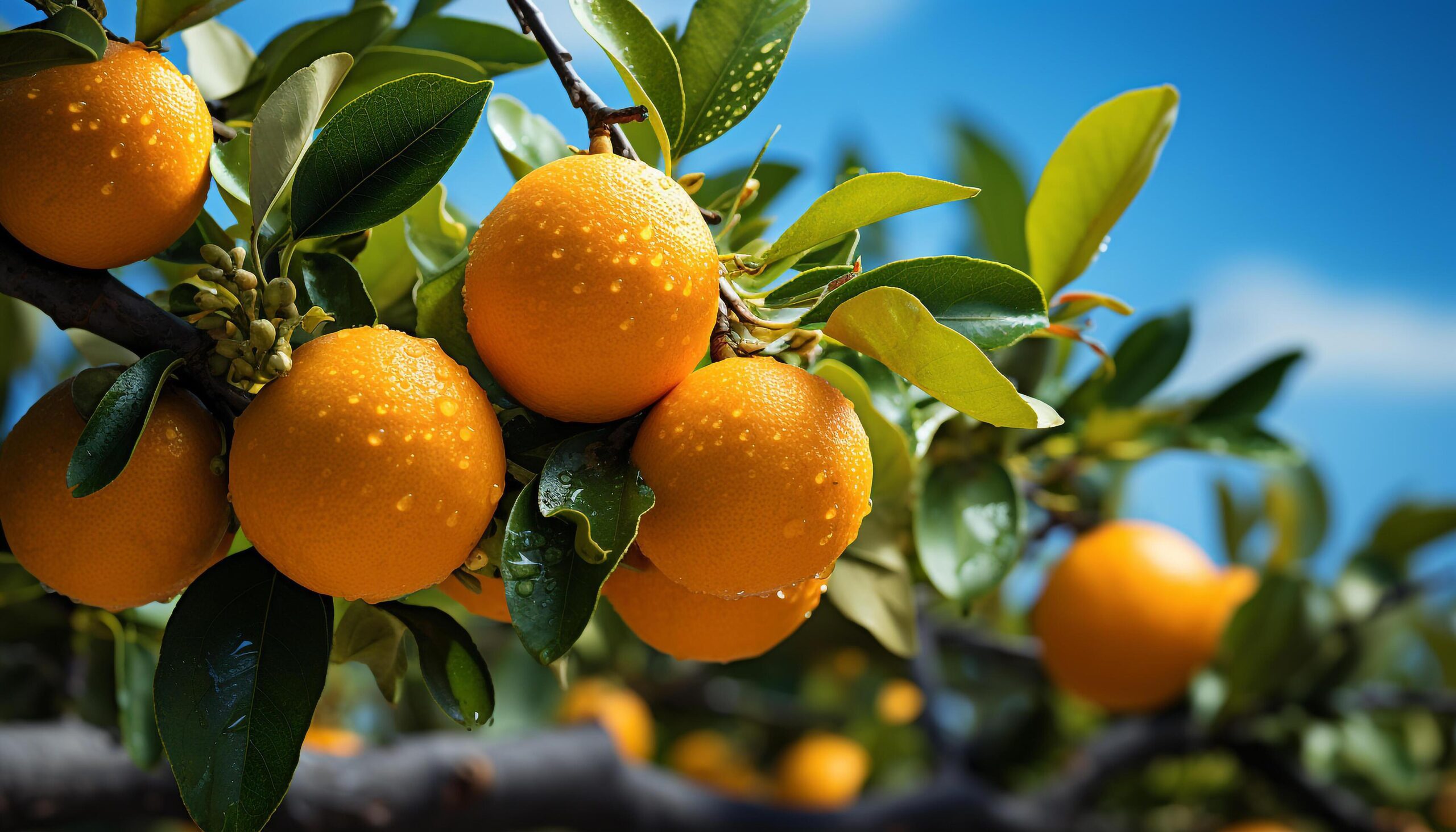 Ai-generated-freshness-of-citrus-fruit-in-nature-green-leaf-outdoors-generated-by-ai-free-photo