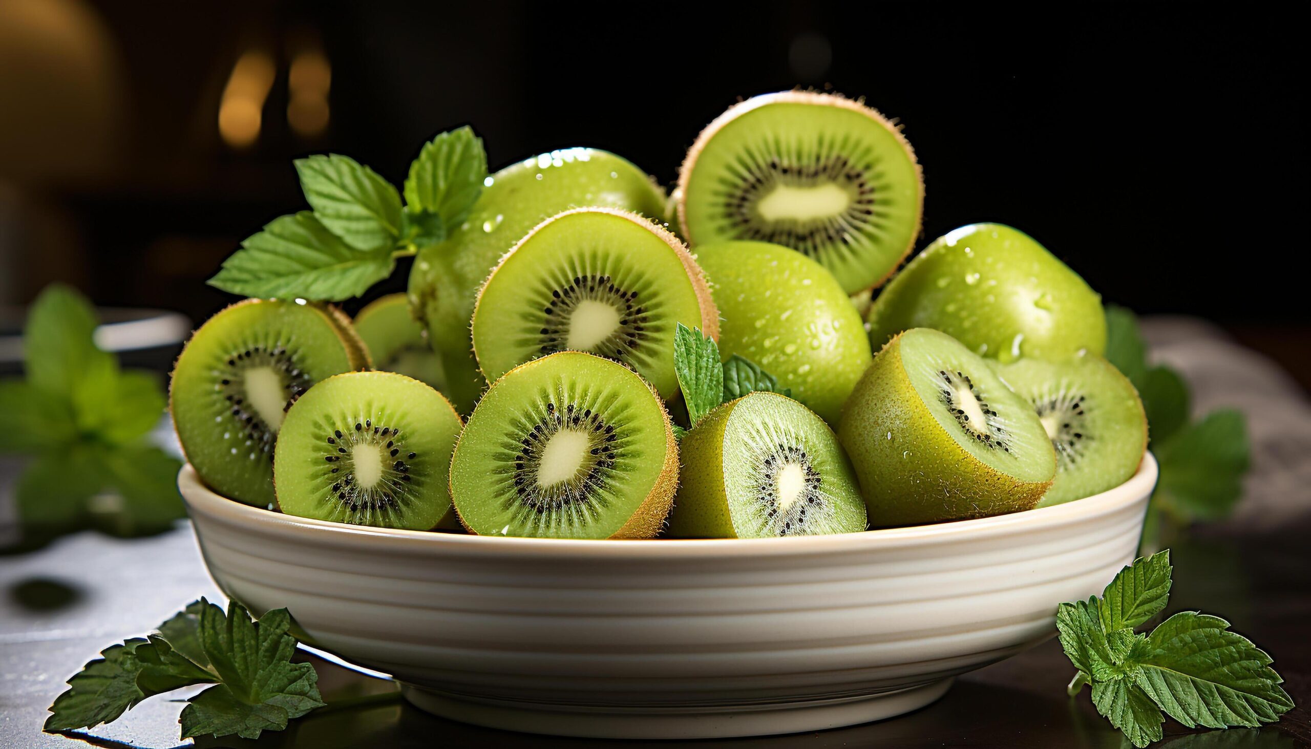 Ai-generated-freshness-of-ripe-kiwi-slice-on-wooden-table-healthy-snack-generated-by-ai-free-photo