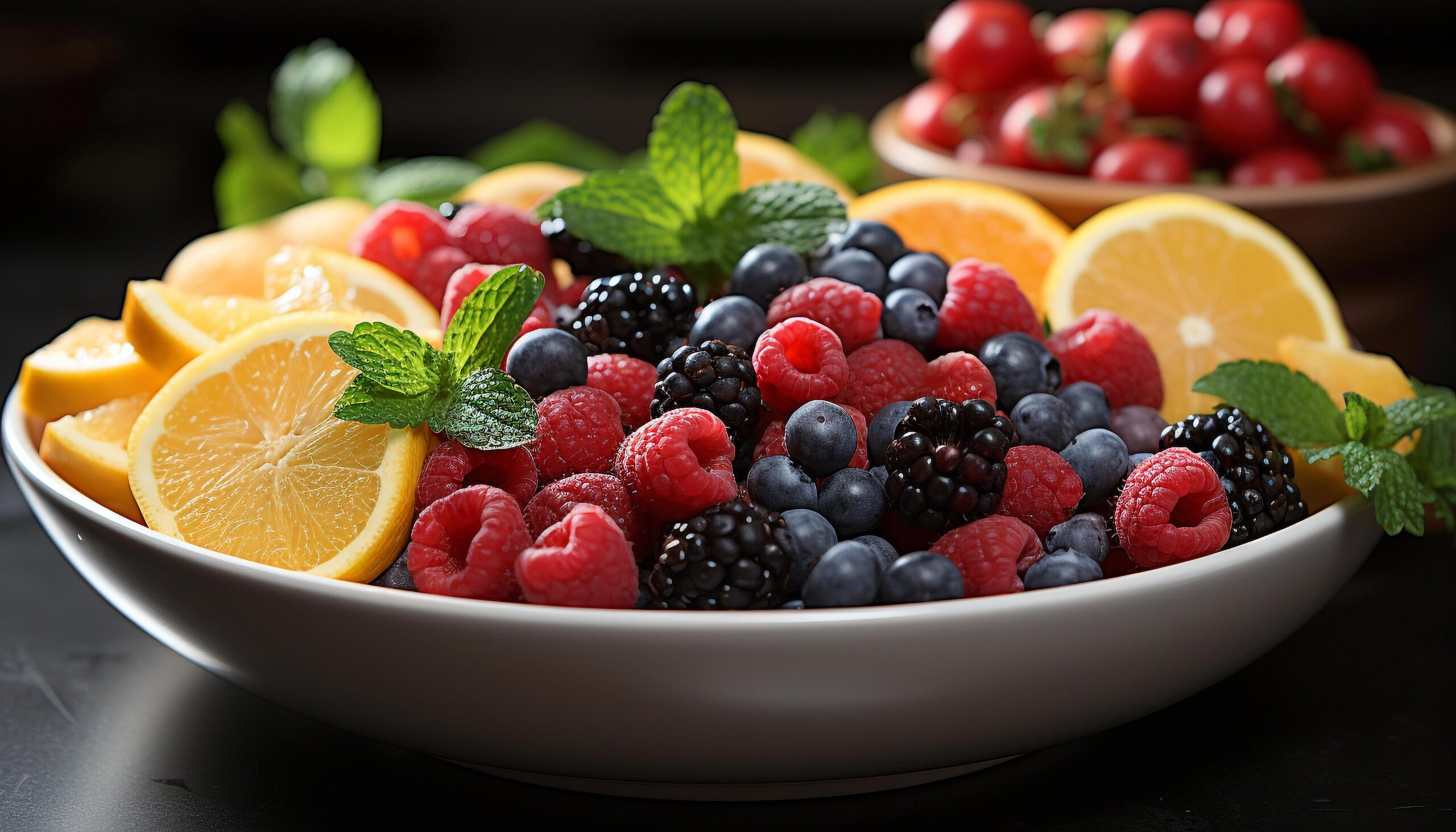 Ai-generated-freshness-of-summer-healthy-eating-with-berry-fruit-salad-generated-by-ai-free-photo