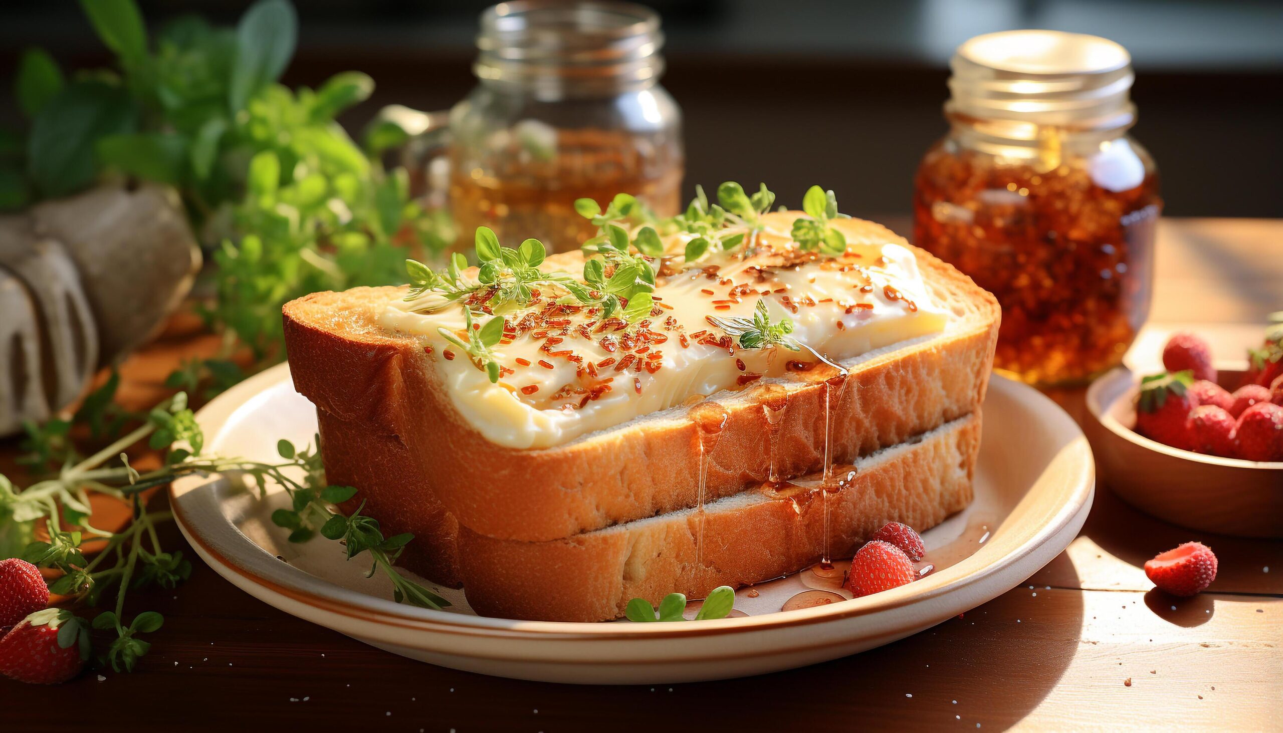 Ai-generated-freshness-on-plate-gourmet-meal-cooked-meat-healthy-eating-generated-by-ai-free-photo