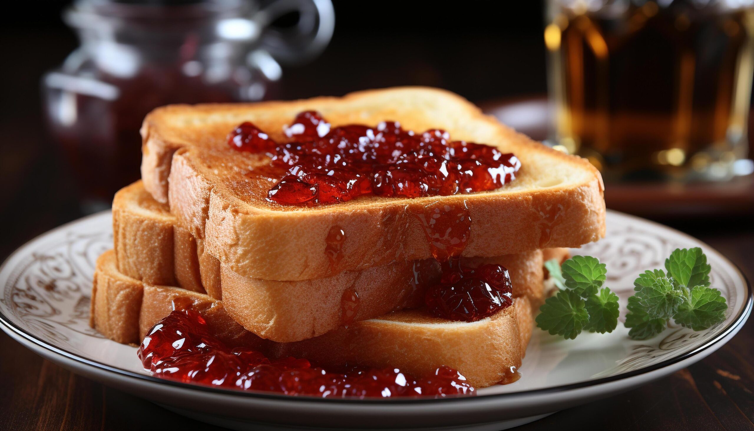 Ai-generated-freshness-on-plate-gourmet-meal-healthy-eating-homemade-bread-generated-by-ai-free-photo