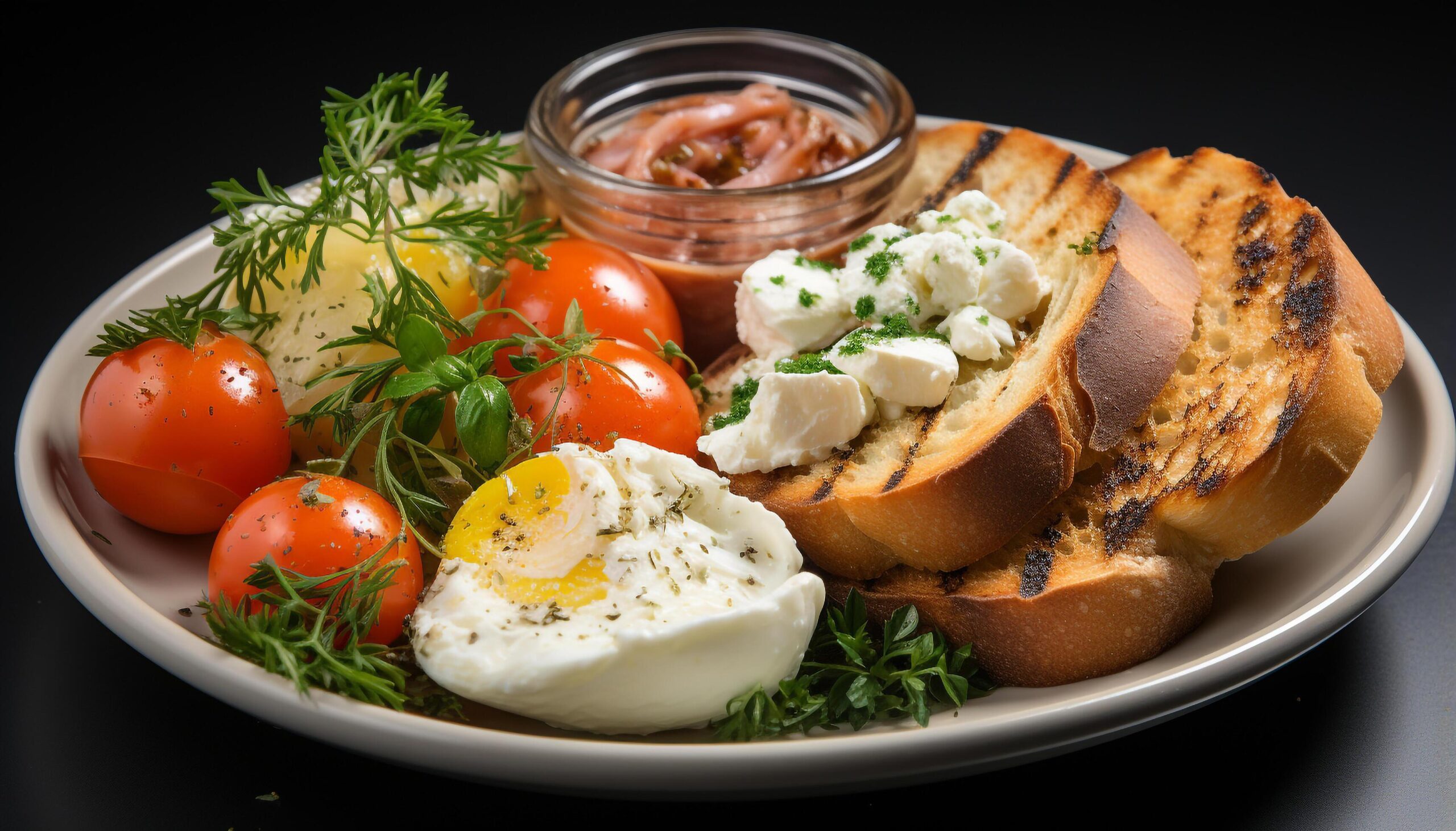 Ai-generated-freshness-on-plate-grilled-sandwich-healthy-eating-vegetarian-food-generated-by-ai-free-photo