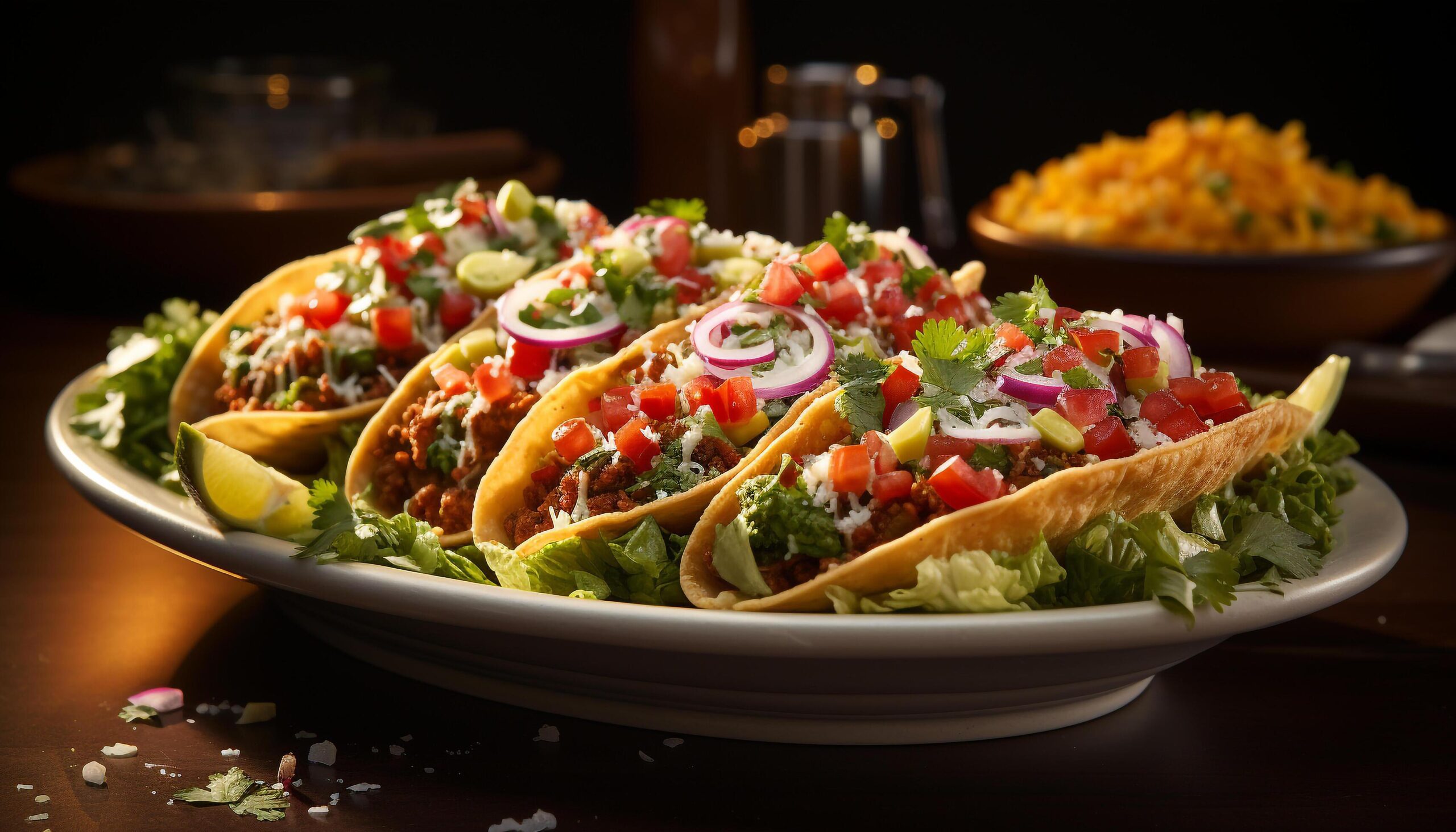 Ai-generated-freshness-on-plate-guacamole-taco-salad-tomato-vegetable-meat-generated-by-ai-free-photo