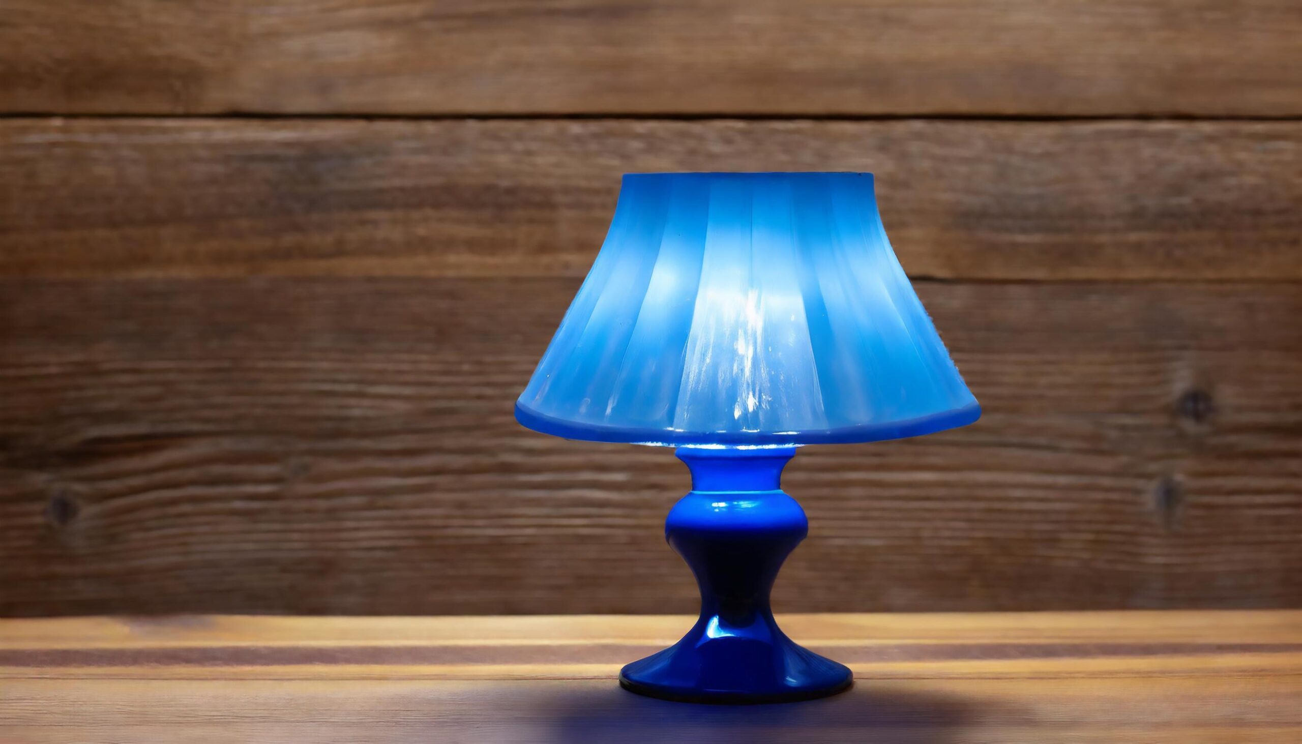 Ai-generated-full-view-of-blue-table-lamp-on-a-wooden-background-free-photo
