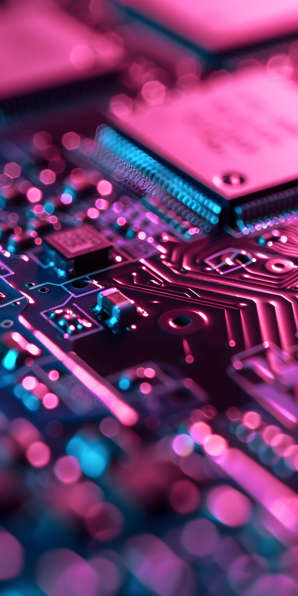 Ai-generated-glowing-neon-circuit-board-free-photo