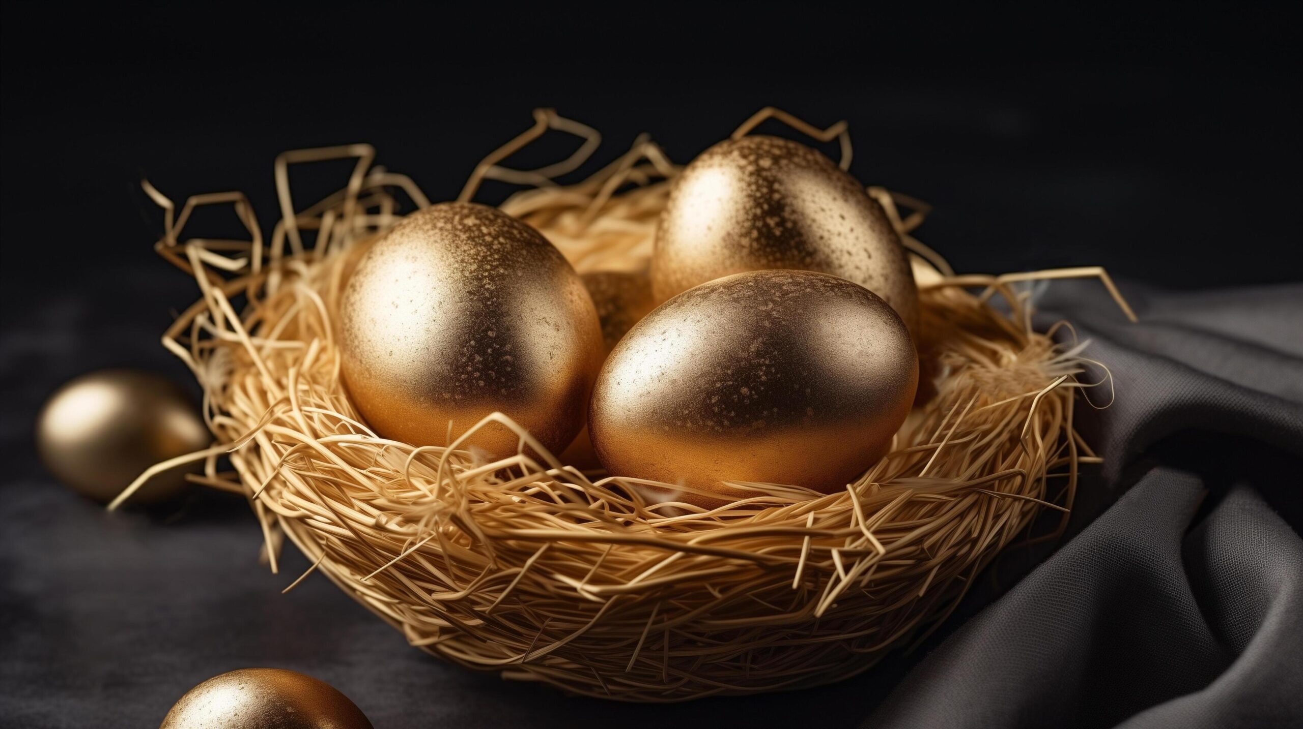 Ai-generated-golden-eggs-in-the-nest-free-photo