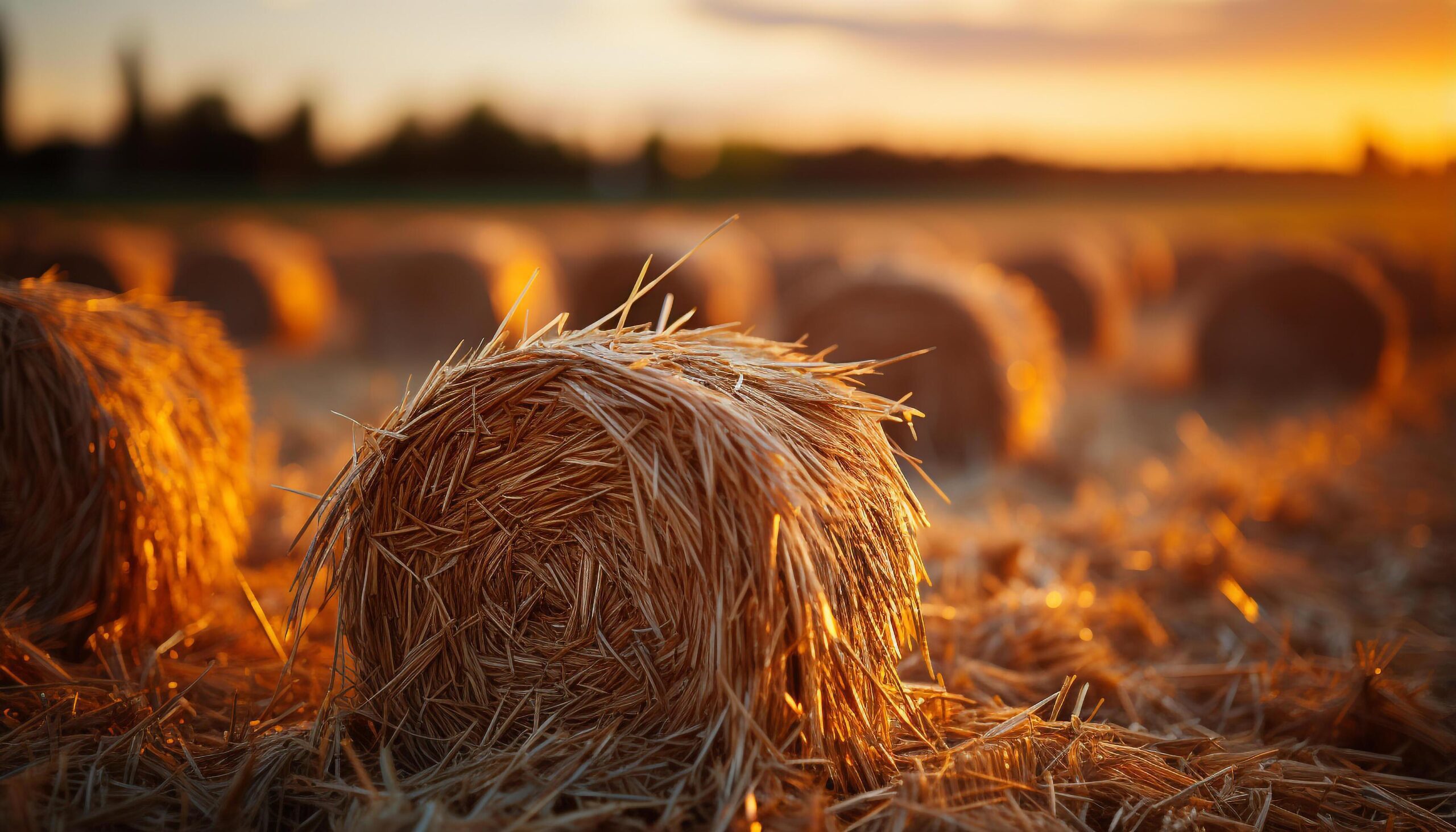 Ai-generated-golden-haystacks-dot-the-rural-landscape-a-harvest-in-motion-generated-by-ai-free-photo