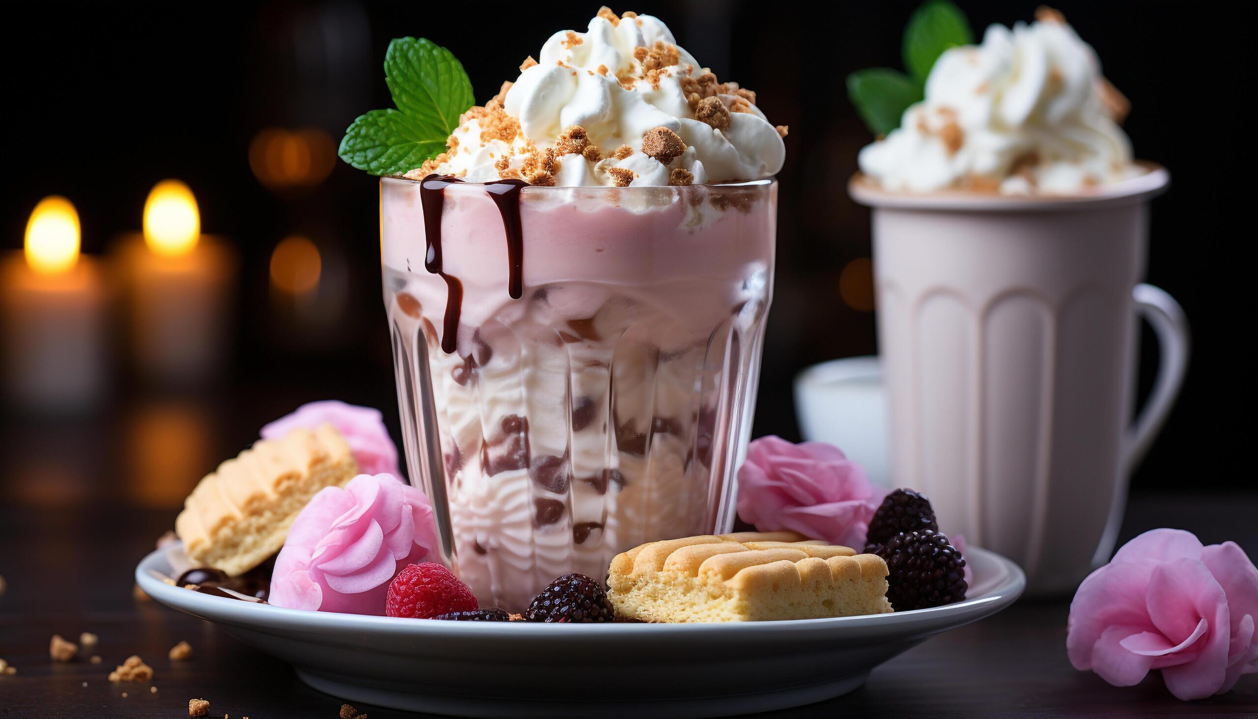 Ai-generated-gourmet-dessert-chocolate-ice-cream-fresh-fruit-whipped-cream-generated-by-ai-free-photo