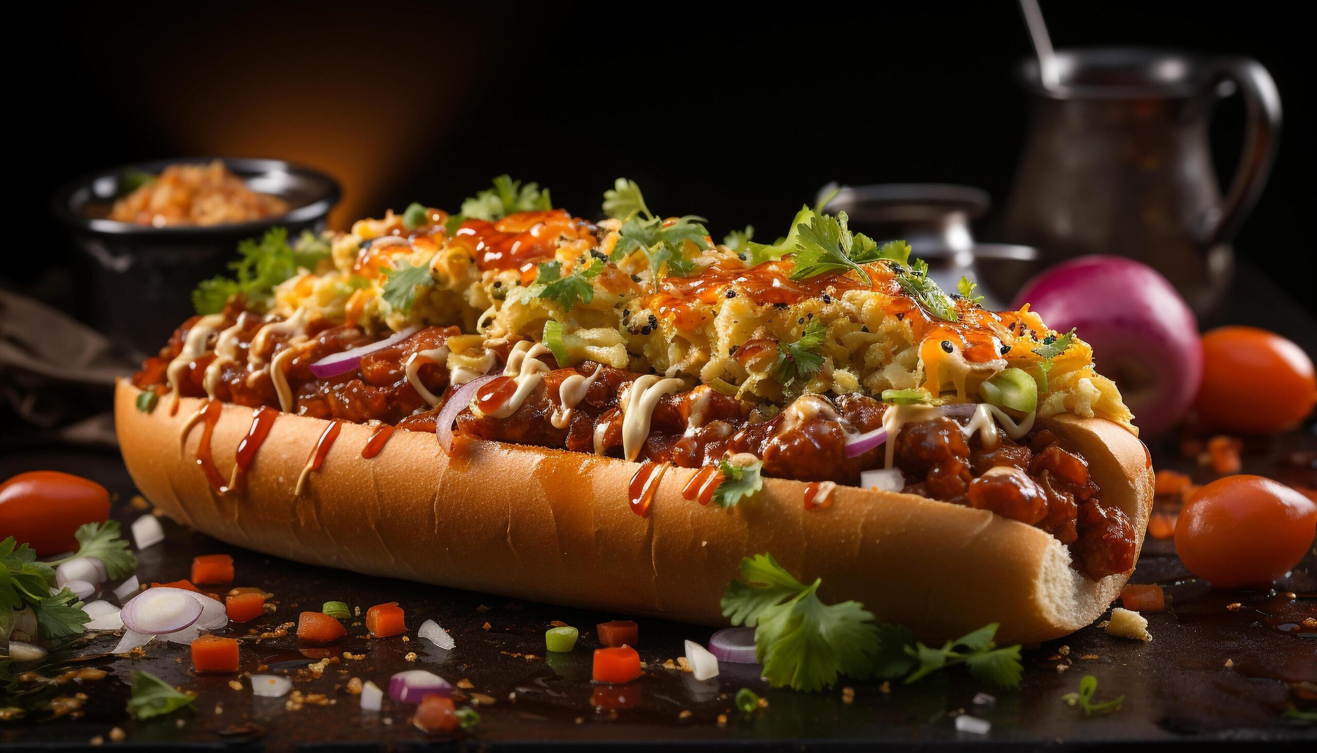 Ai-generated-grilled-beef-sandwich-hot-dog-and-homemade-salad-generated-by-ai-free-photo