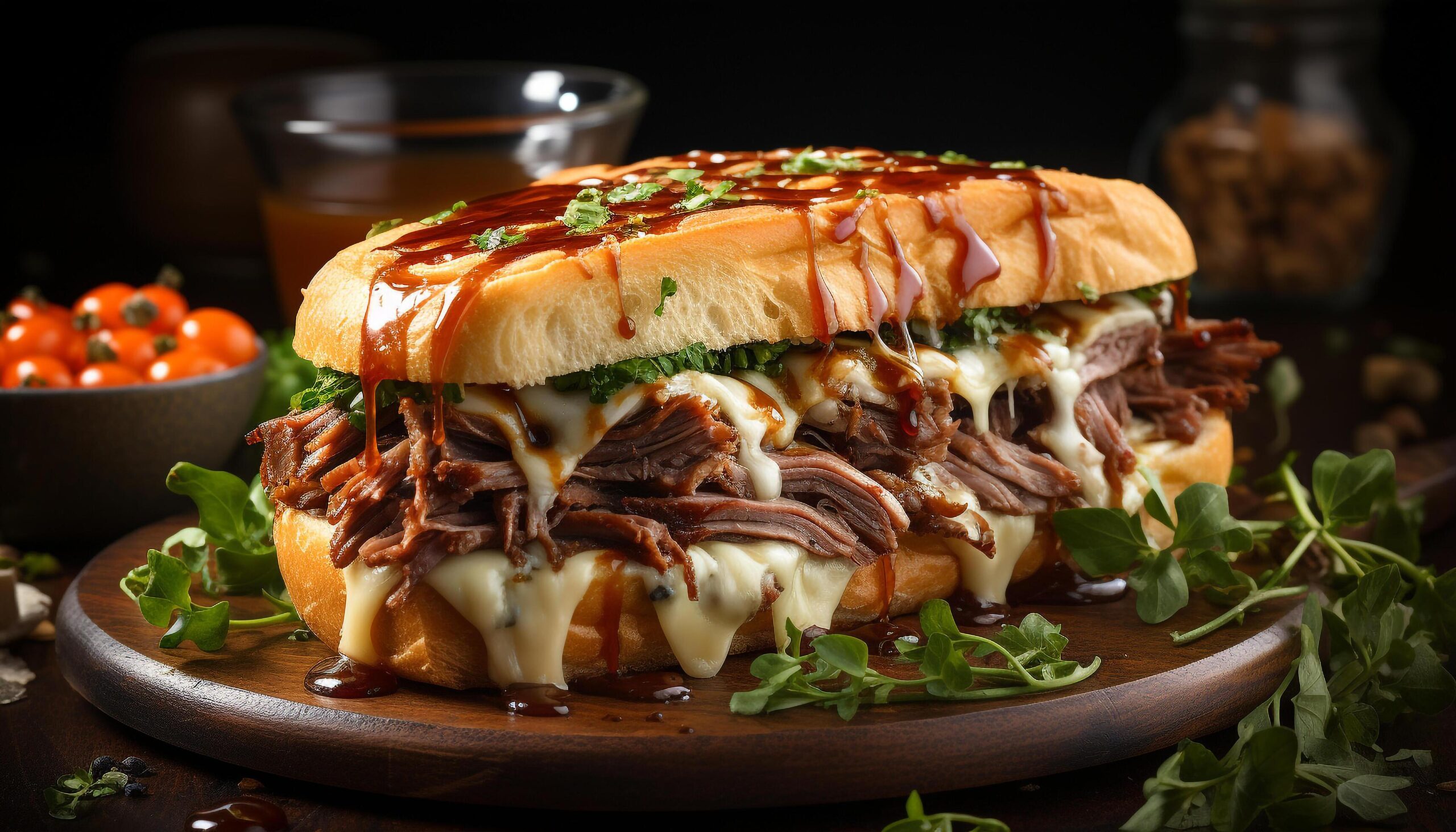 Ai-generated-grilled-beef-sandwich-with-fresh-vegetables-ready-to-eat-gourmet-meal-generated-by-ai-free-photo