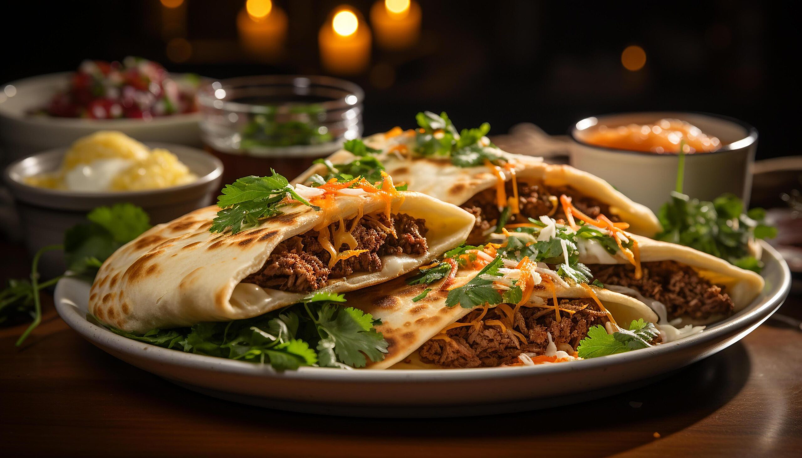 Ai-generated-grilled-beef-taco-with-guacamole-cilantro-and-fresh-vegetables-generated-by-ai-free-photo