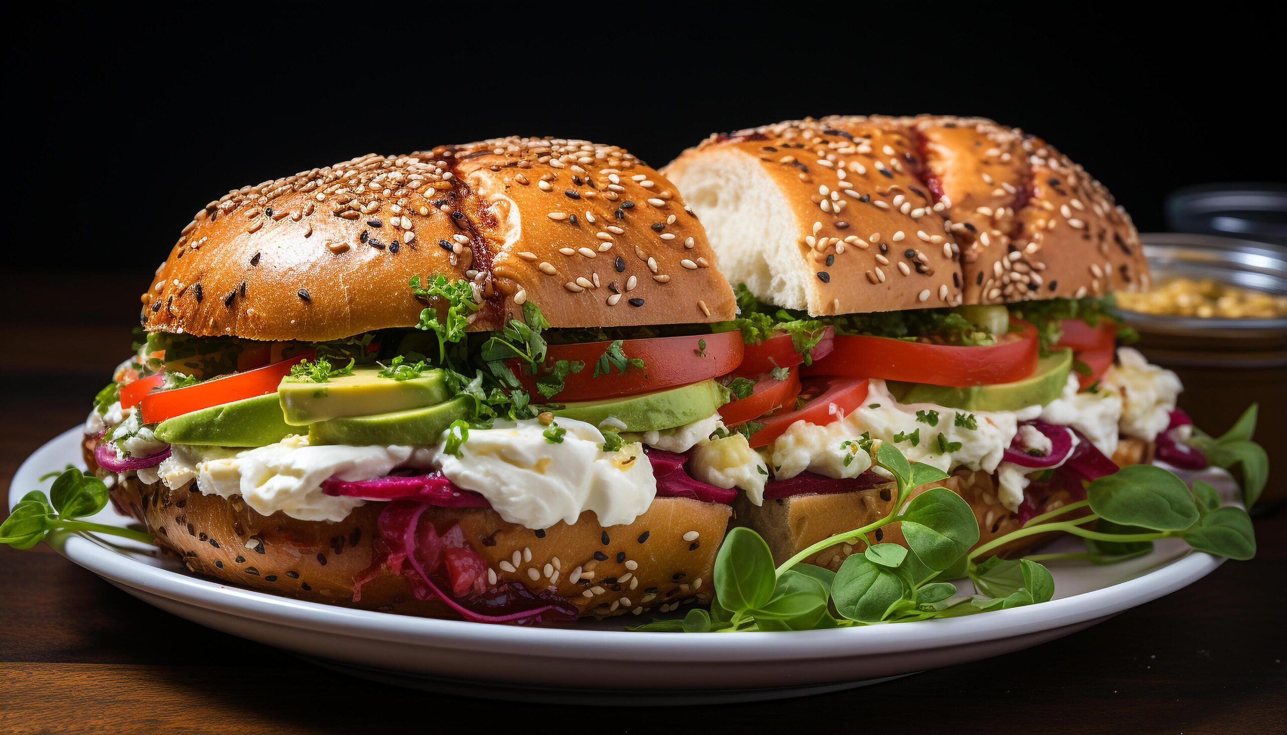 Ai-generated-grilled-meat-on-ciabatta-fresh-salad-healthy-eating-on-wood-generated-by-ai-free-photo