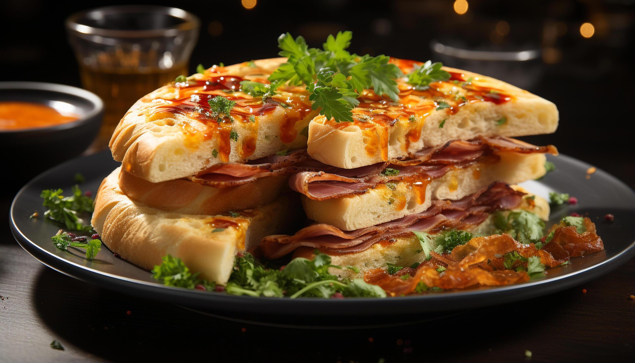 Ai-generated-grilled-meat-sandwich-fresh-salad-homemade-guacamole-healthy-meal-generated-by-ai-free-photo