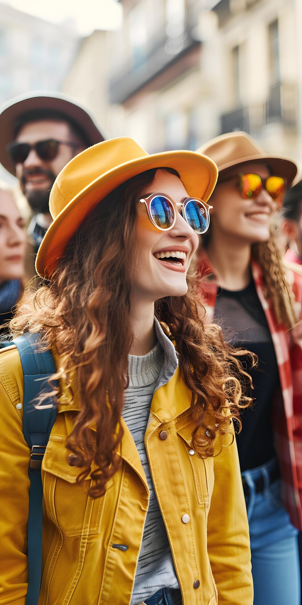 Ai-generated-group-of-diverse-people-walking-and-smiling-together-free-photo