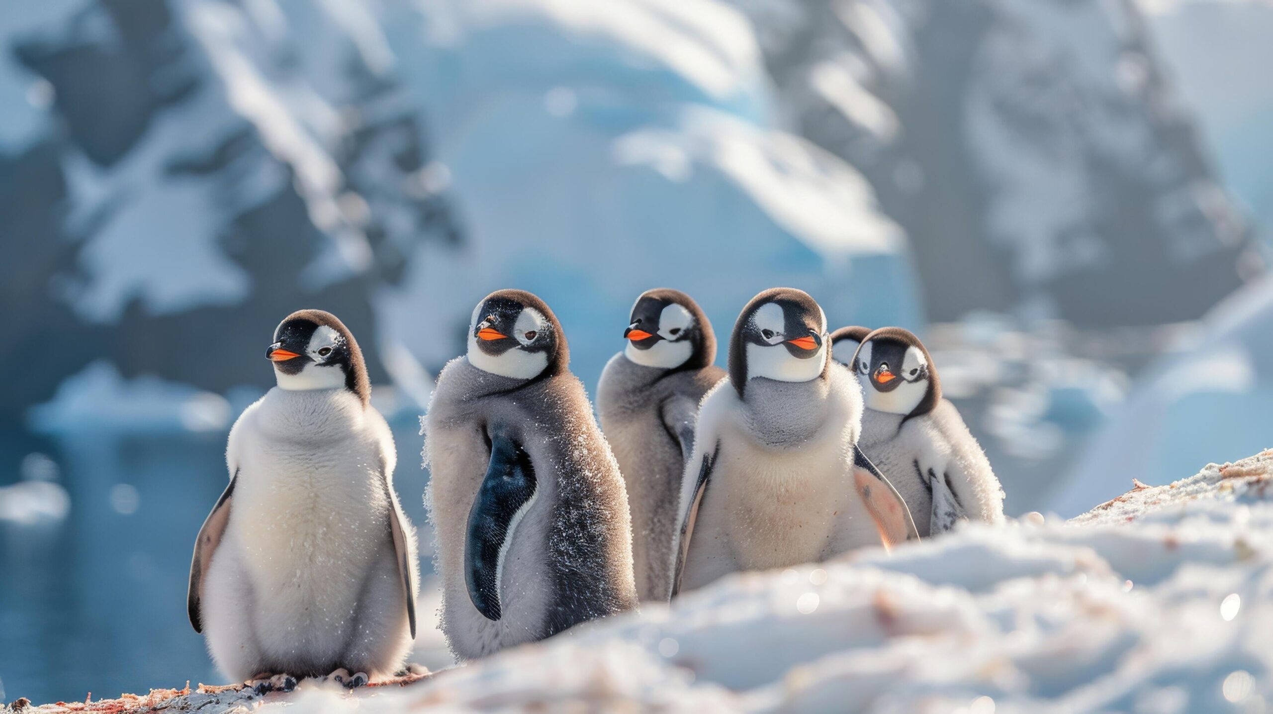 Ai-generated-group-of-penguins-standing-in-the-snow-free-photo