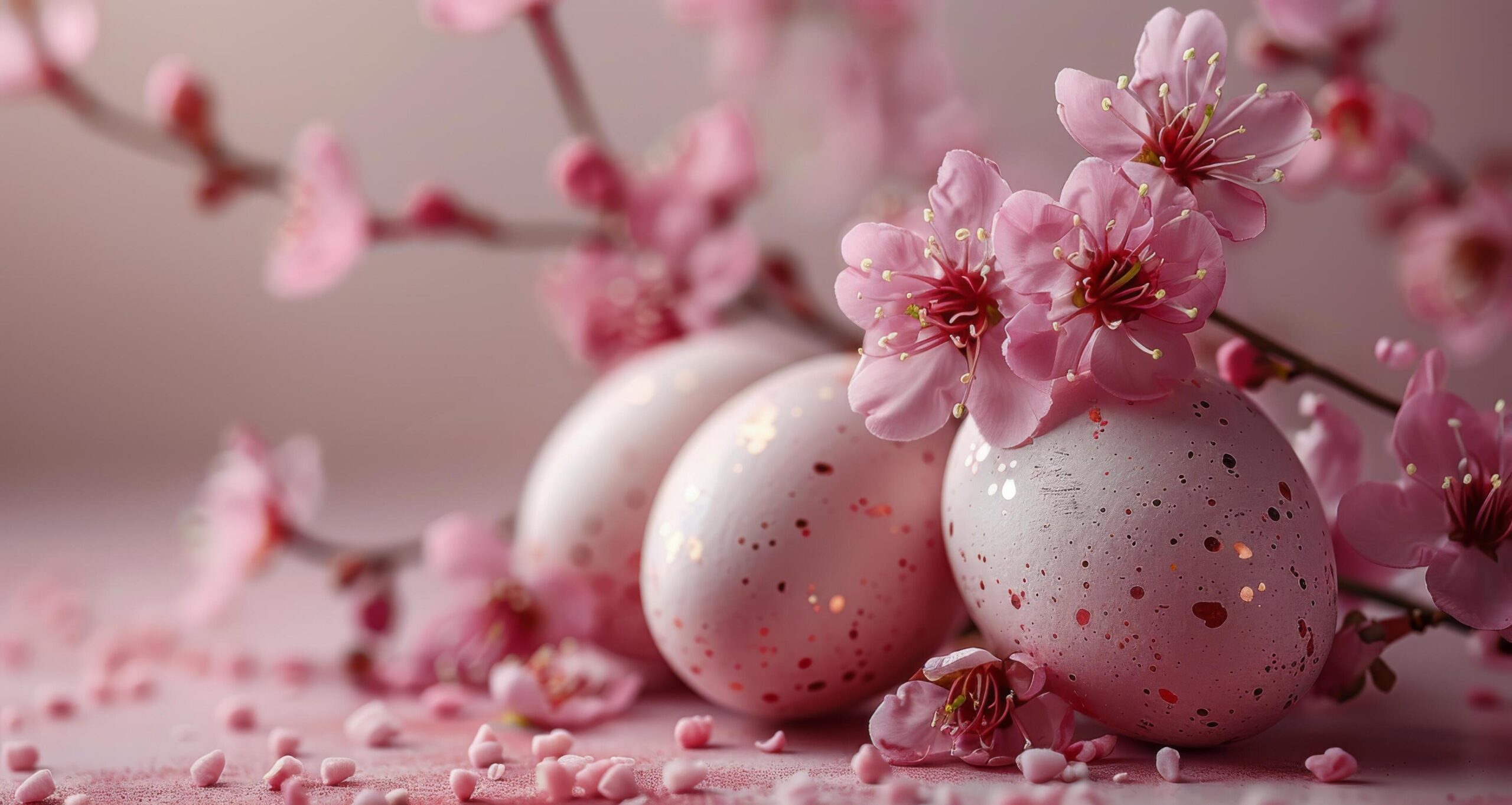 Ai-generated-group-of-pink-eggs-on-table-free-photo