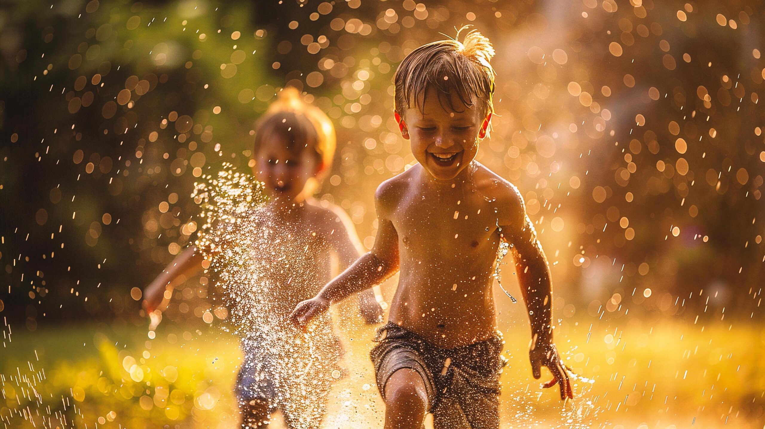 Ai-generated-happy-family-playing-with-water-and-having-fun-in-the-summer-garden-free-photo