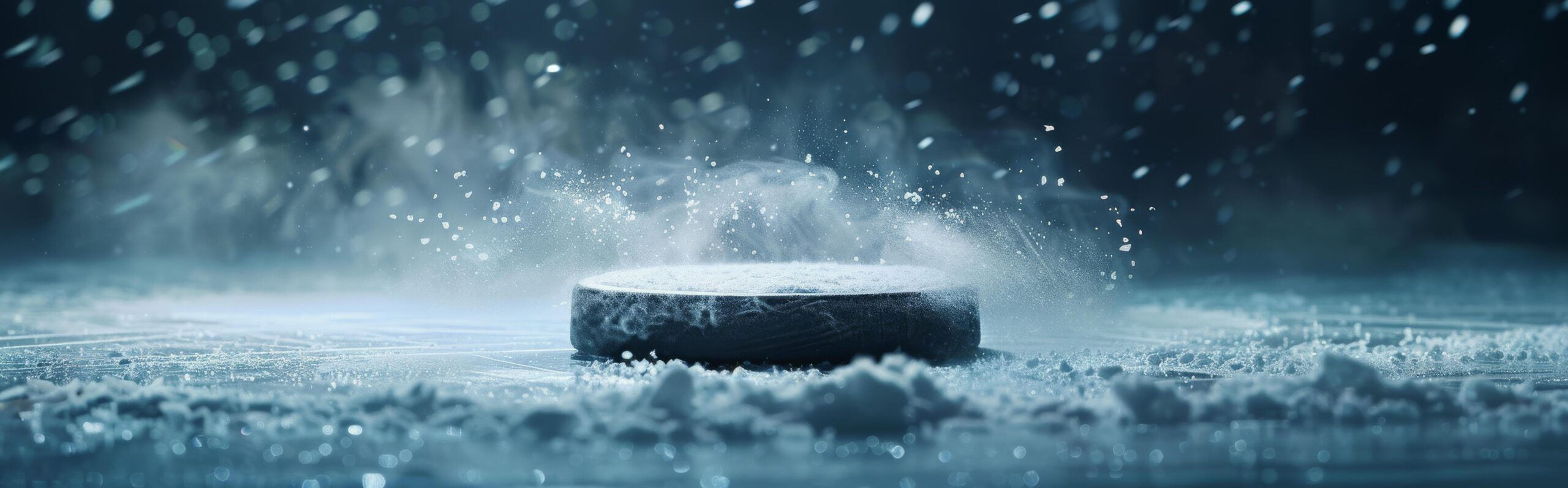 Ai-generated-hockey-puck-close-up-in-rain-free-photo